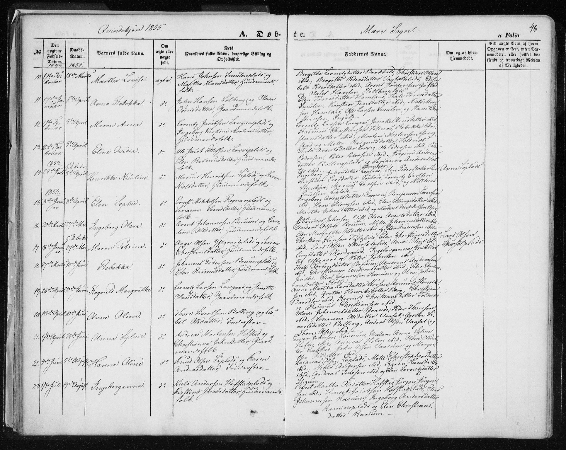 Ministerialprotokoller, klokkerbøker og fødselsregistre - Nord-Trøndelag, SAT/A-1458/735/L0342: Parish register (official) no. 735A07 /1, 1849-1862, p. 46