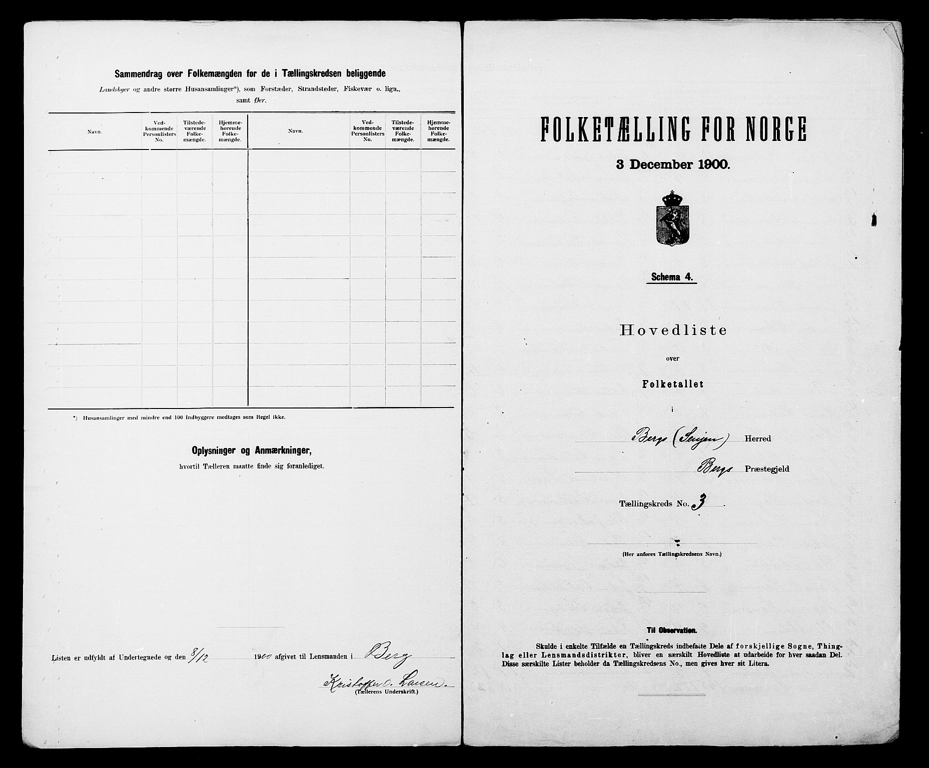 SATØ, 1900 census for Berg, 1900, p. 8