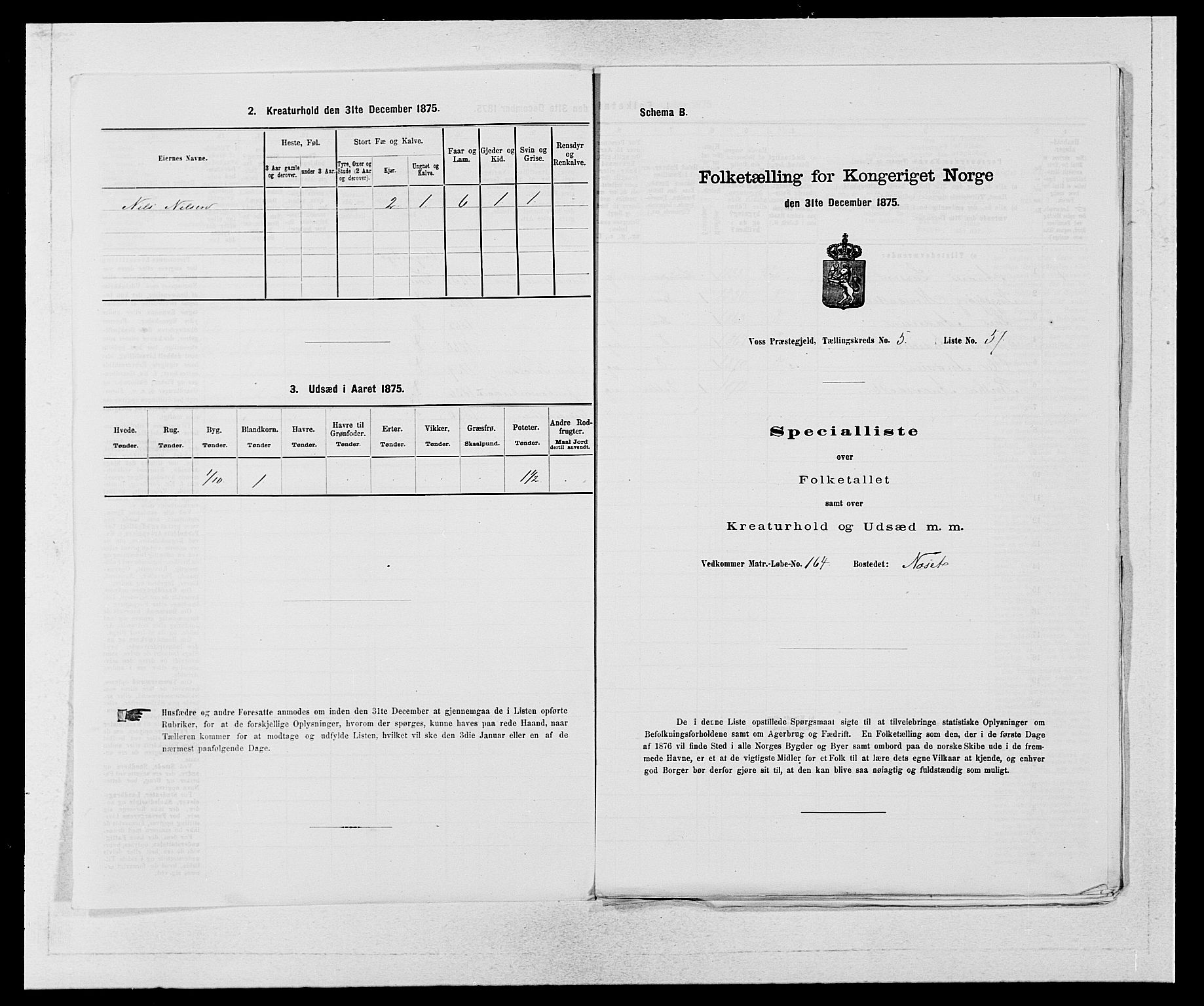 SAB, 1875 census for 1235P Voss, 1875, p. 693