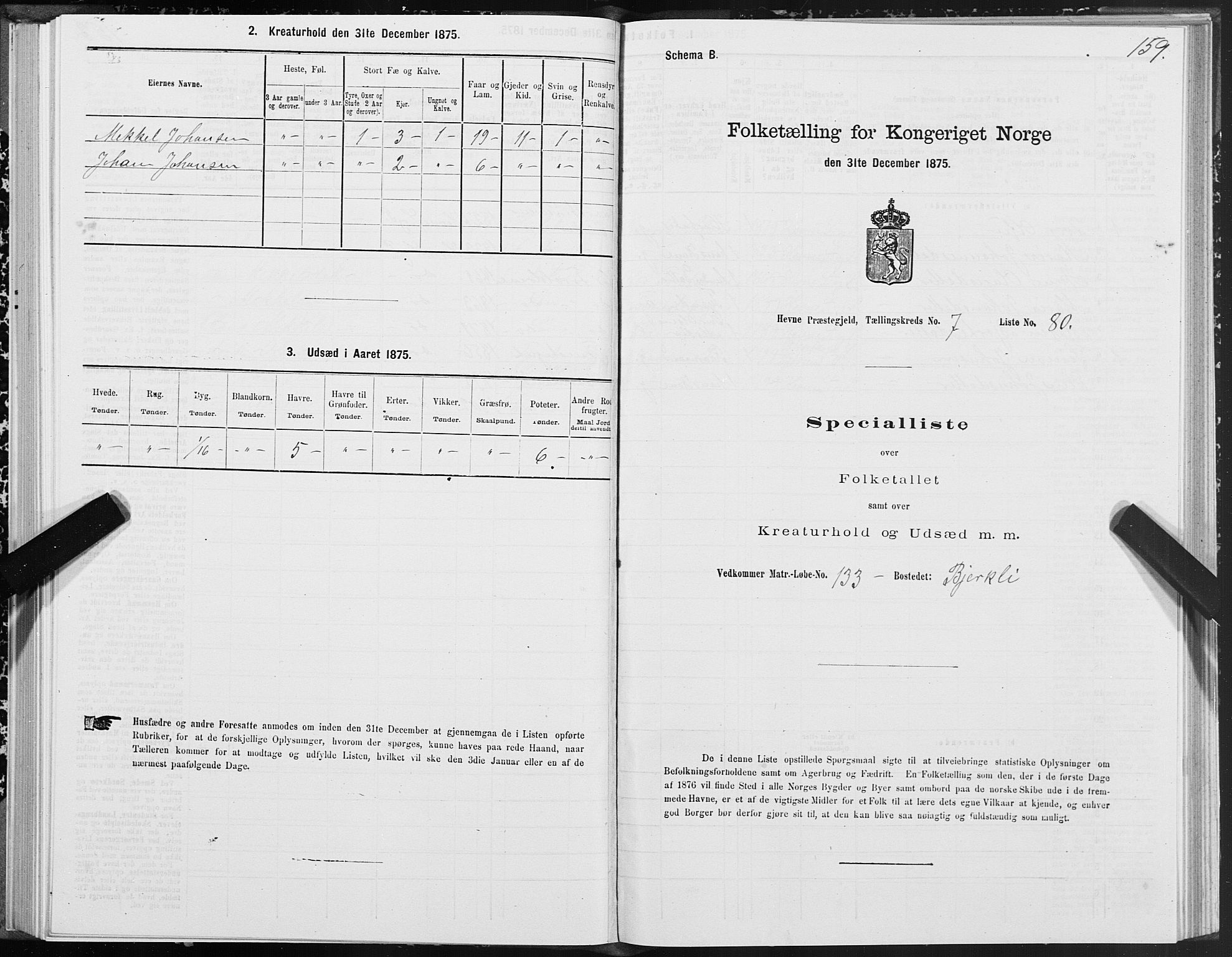 SAT, 1875 census for 1612P Hemne, 1875, p. 4159