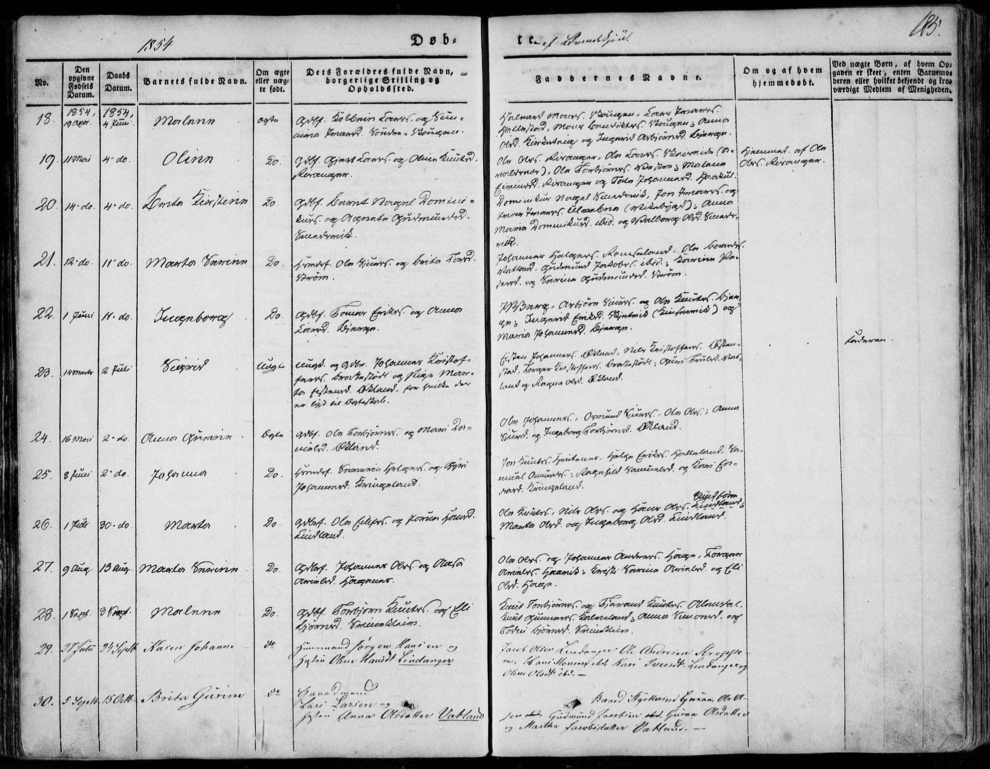 Skjold sokneprestkontor, AV/SAST-A-101847/H/Ha/Haa/L0006: Parish register (official) no. A 6.1, 1835-1858, p. 185