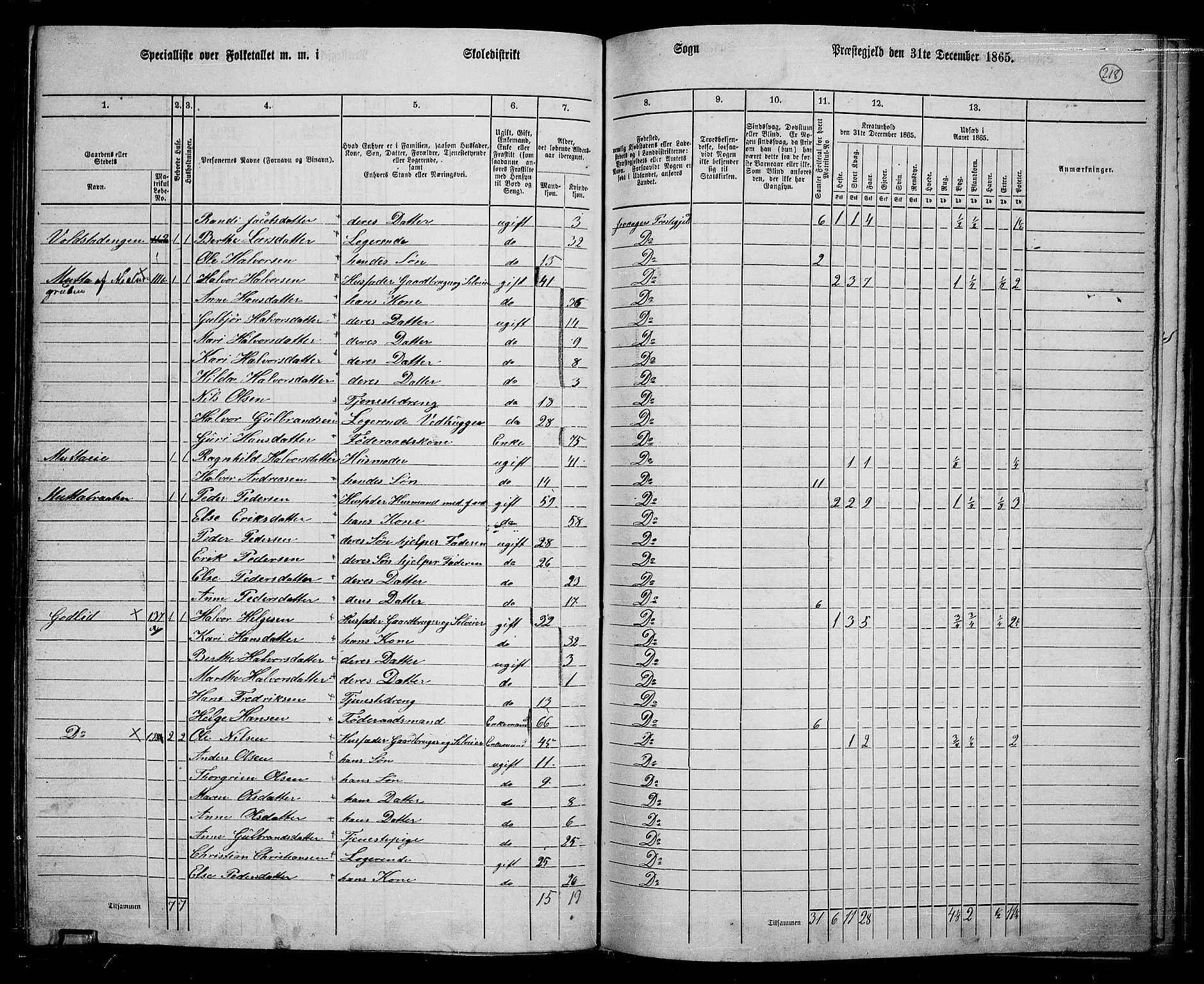 RA, 1865 census for Jevnaker, 1865, p. 202