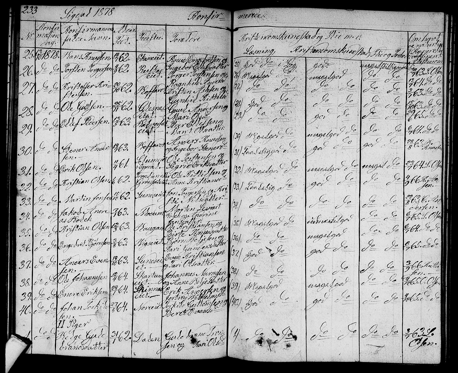 Sigdal kirkebøker, AV/SAKO-A-245/G/Ga/L0003: Parish register (copy) no. I 3, 1857-1878, p. 233