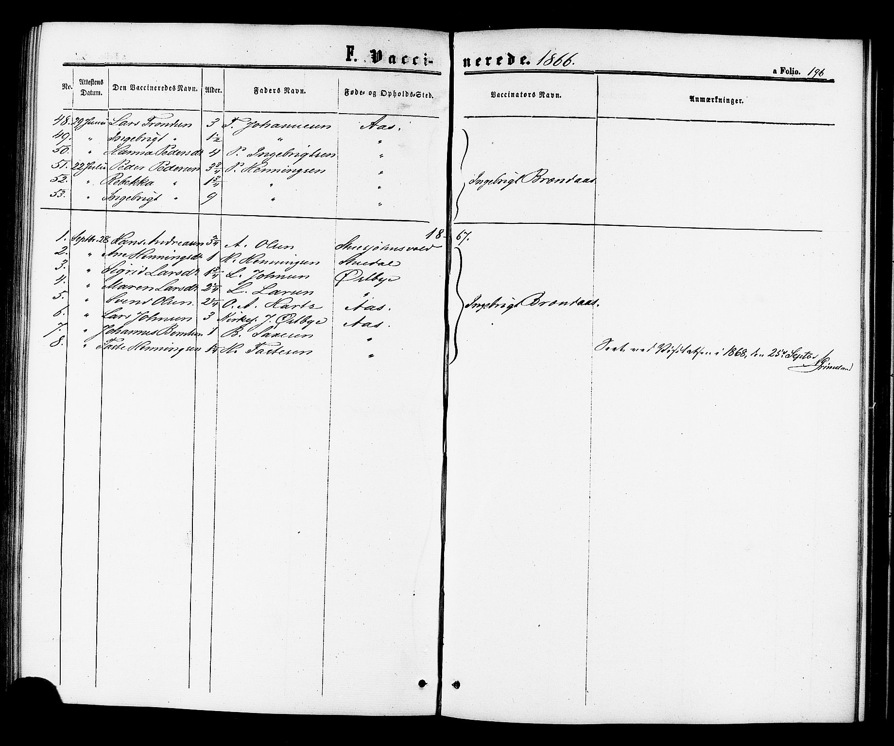 Ministerialprotokoller, klokkerbøker og fødselsregistre - Sør-Trøndelag, AV/SAT-A-1456/698/L1163: Parish register (official) no. 698A01, 1862-1887, p. 196