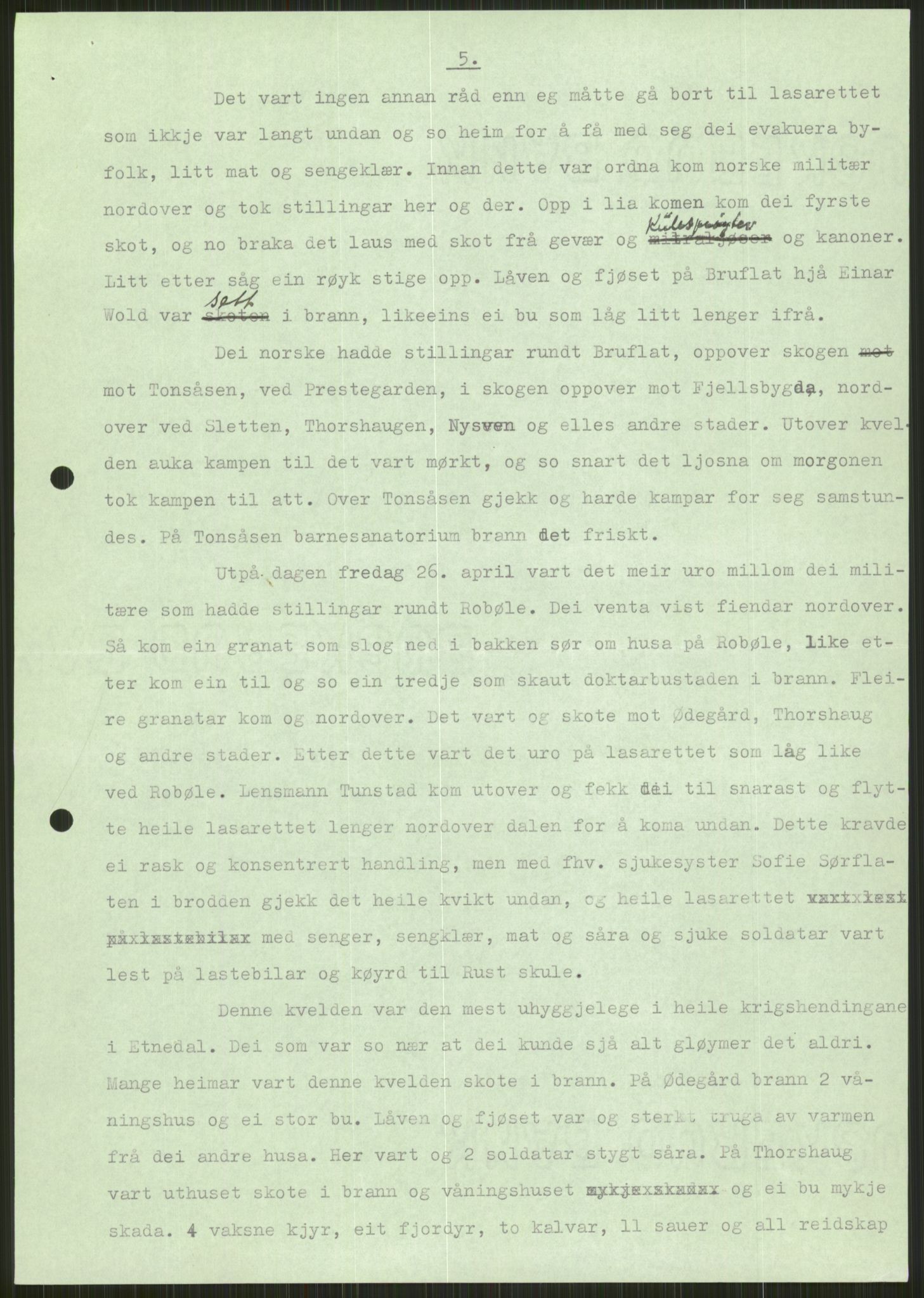 Forsvaret, Forsvarets krigshistoriske avdeling, AV/RA-RAFA-2017/Y/Ya/L0014: II-C-11-31 - Fylkesmenn.  Rapporter om krigsbegivenhetene 1940., 1940, p. 153