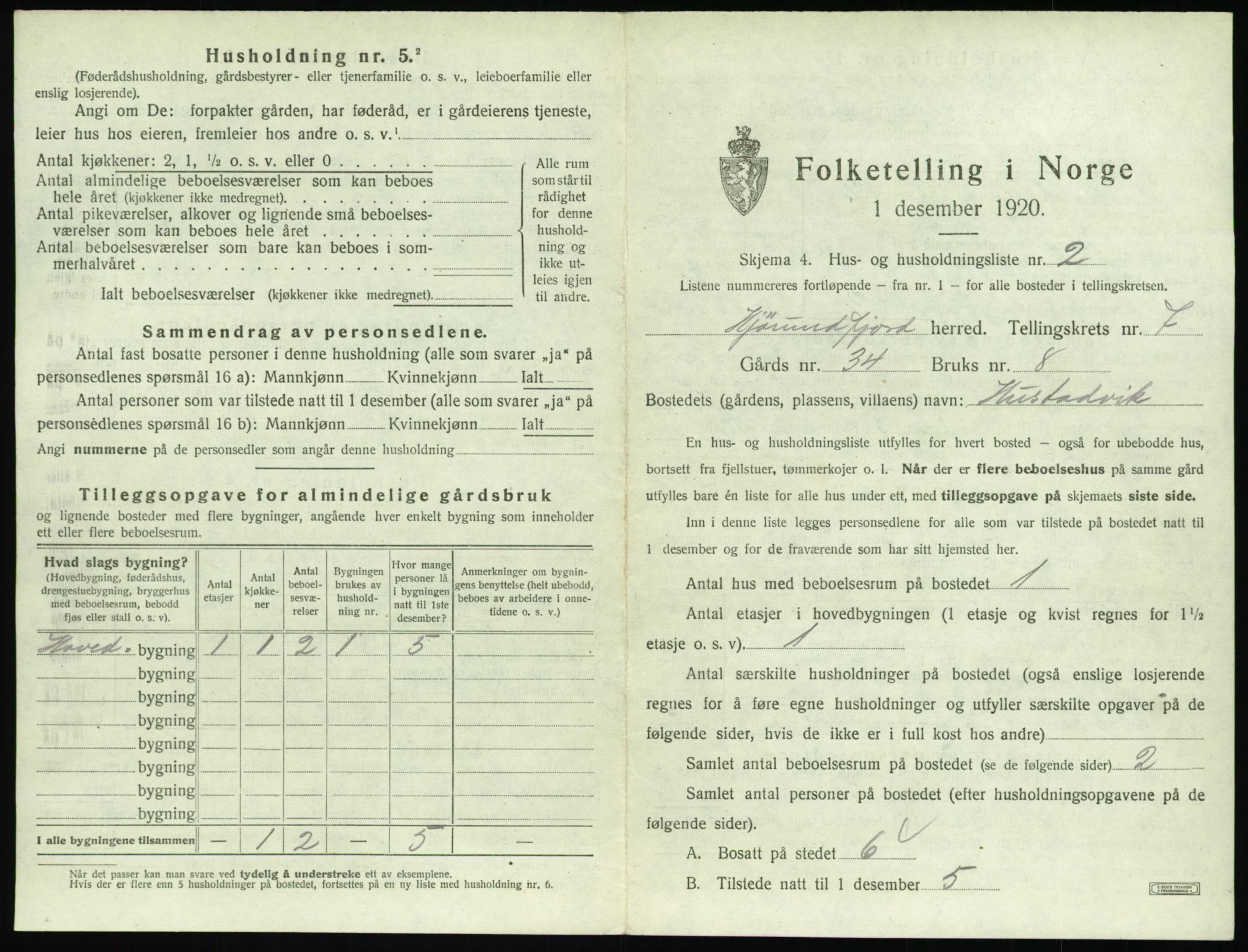 SAT, 1920 census for Hjørundfjord, 1920, p. 313