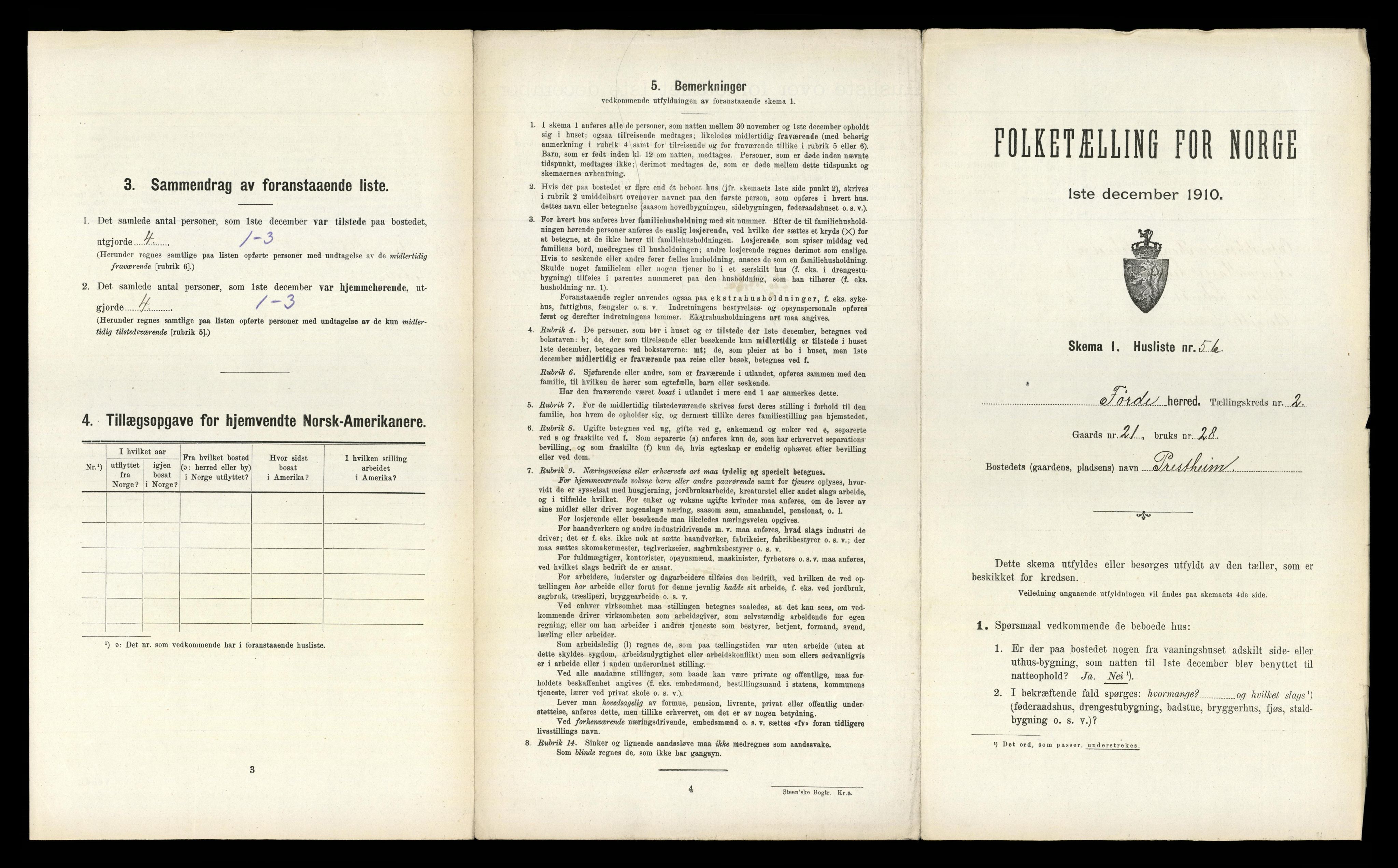 RA, 1910 census for Førde, 1910, p. 189