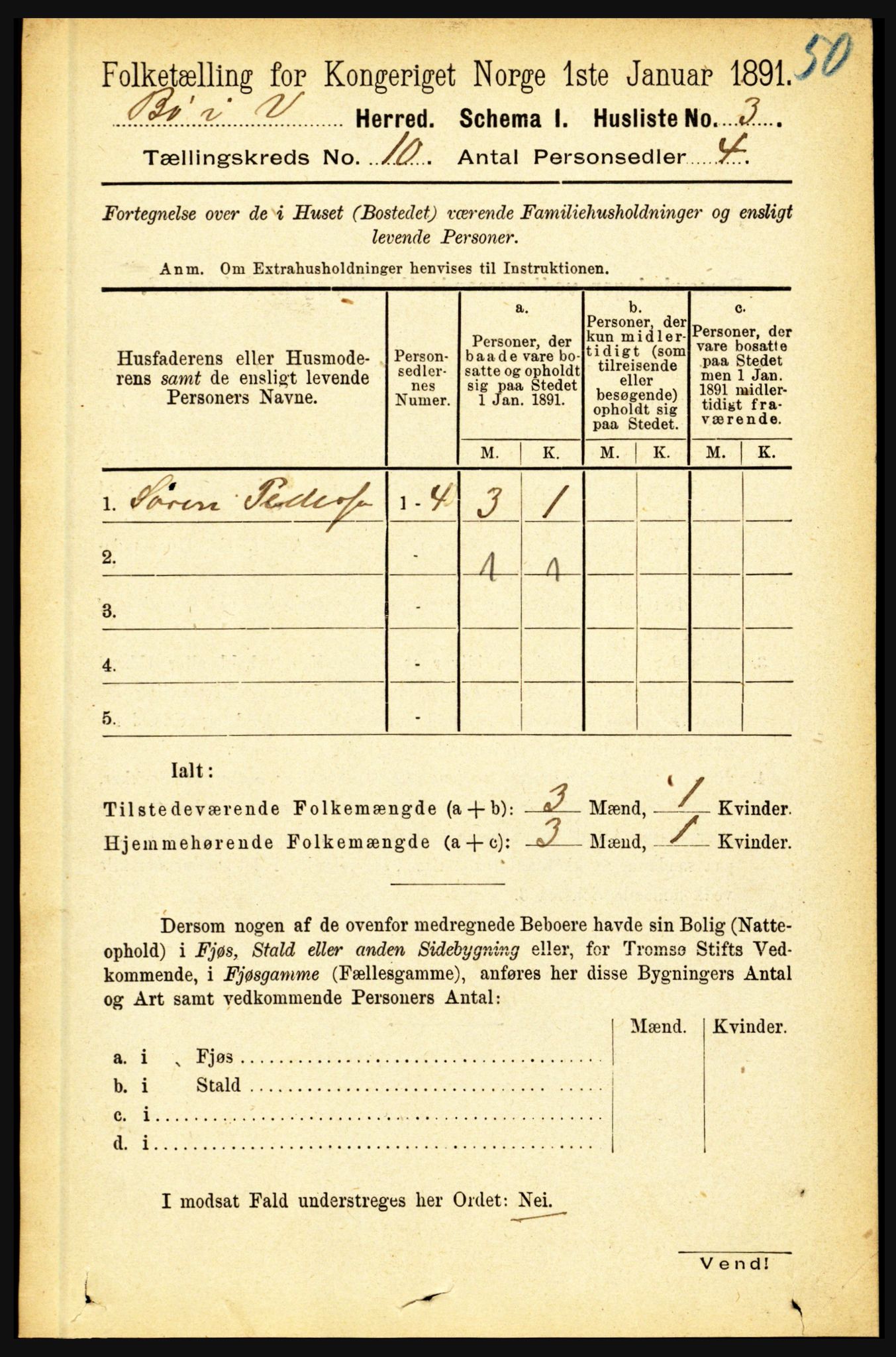 RA, 1891 census for 1867 Bø, 1891, p. 3986