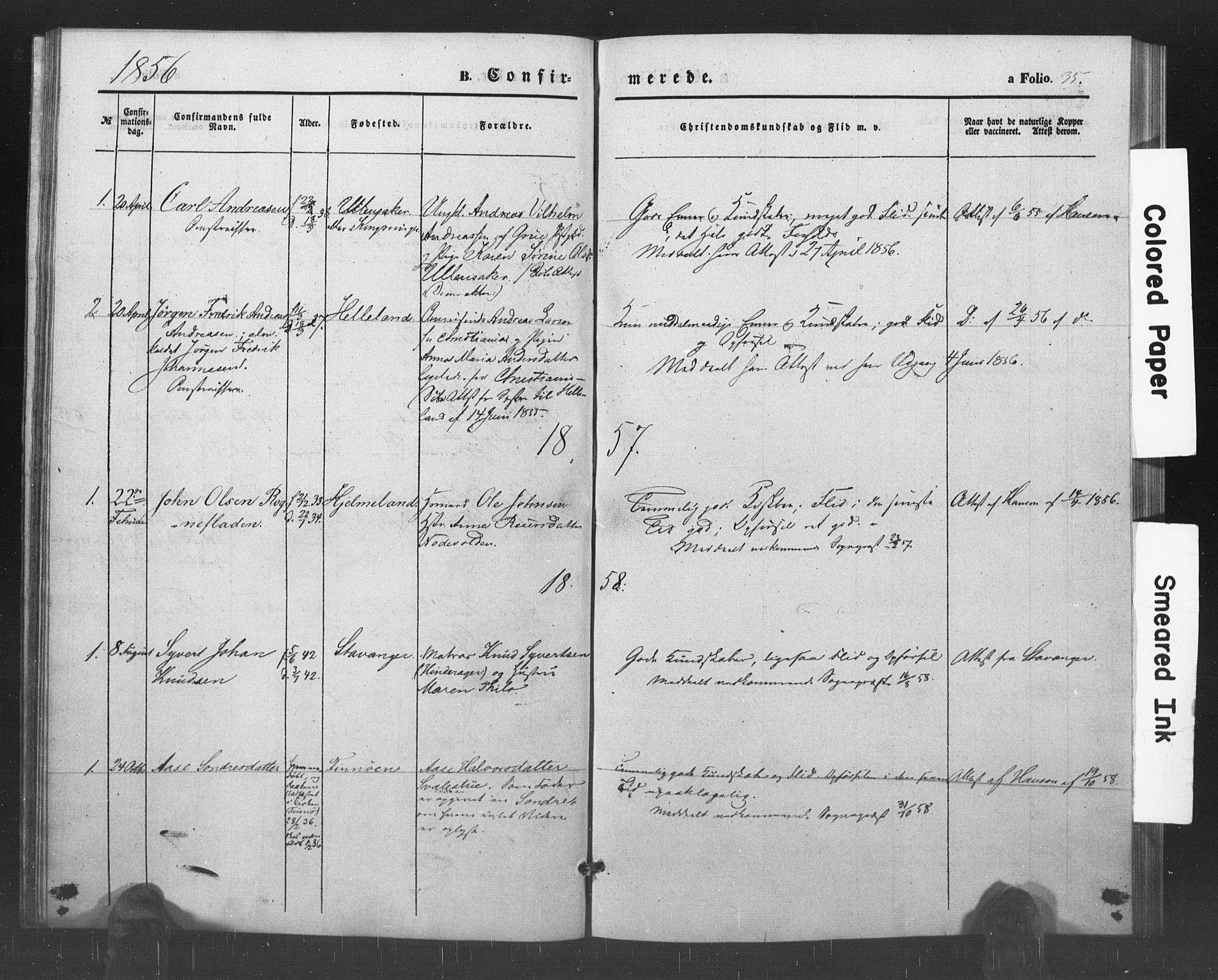 Kristiansand tukthus, SAK/1251-0009/I/Ih/L0001: Parish register (official) no. A 1, 1840-1875, p. 35