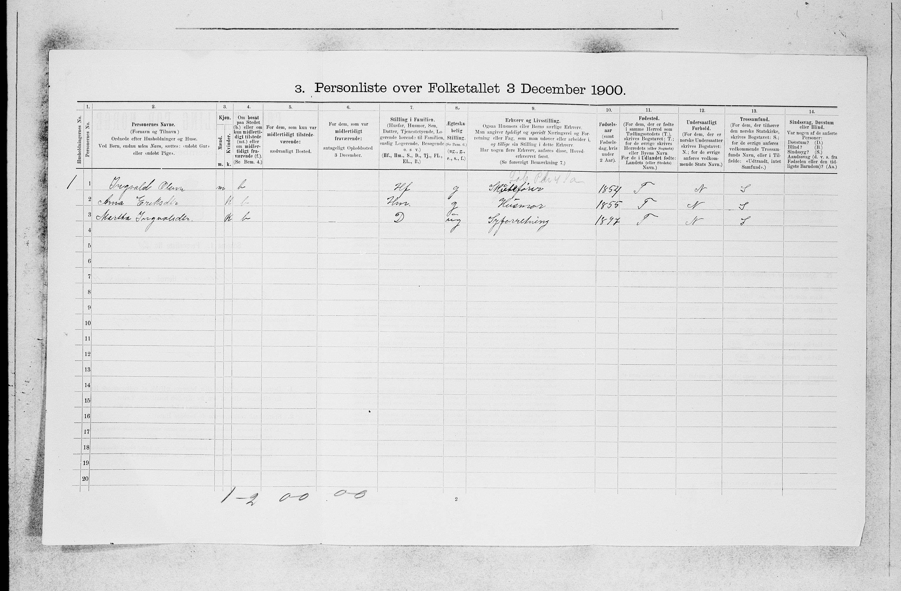 SAB, 1900 census for Hosanger, 1900, p. 354