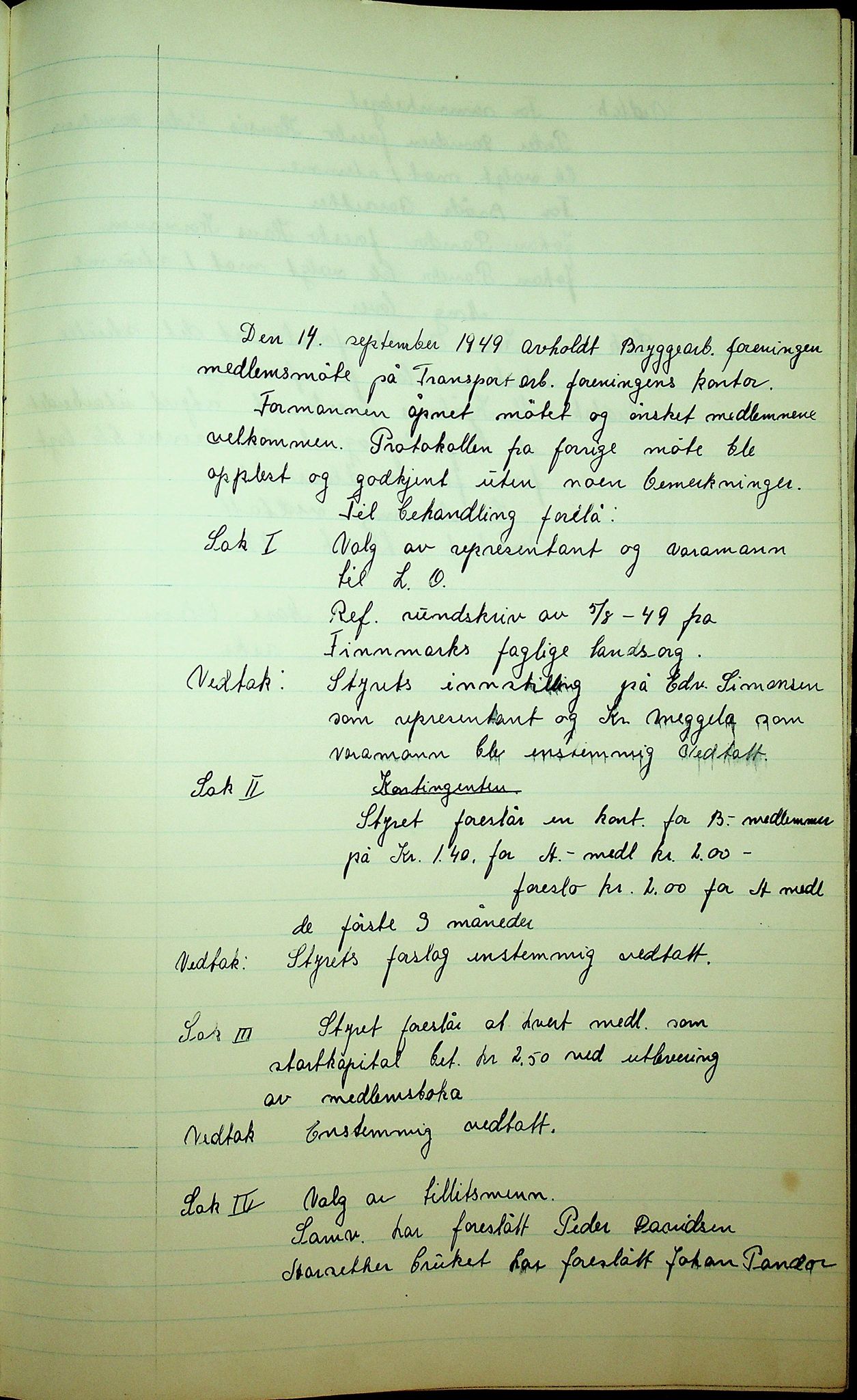 Vadsø fisker- og transportarbeiderforening, FMFB/A-1072/A/L0001: Møteprotokoll, 1949-1952, p. 5