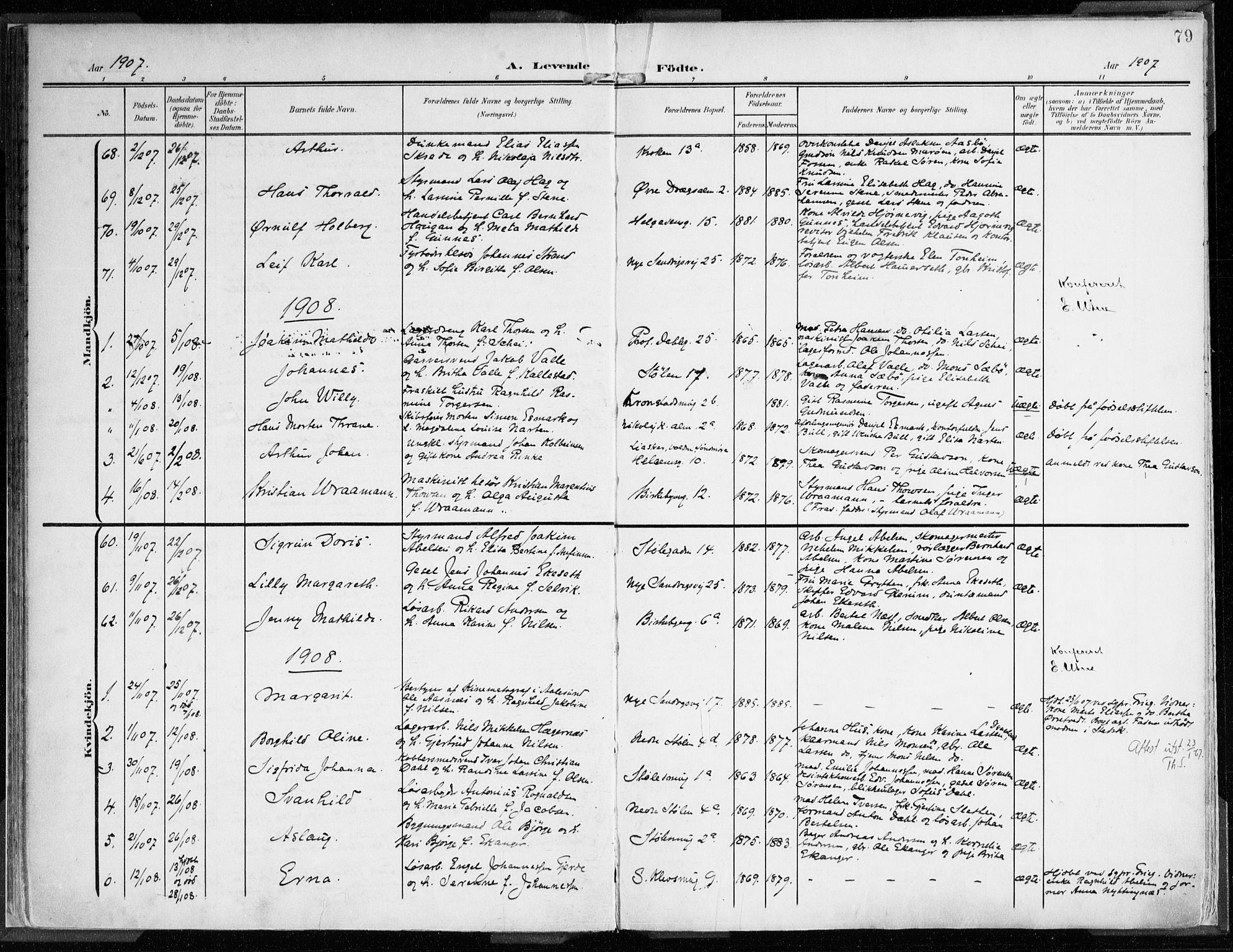 Mariakirken Sokneprestembete, AV/SAB-A-76901/H/Haa/L0010: Parish register (official) no. B 1, 1901-1915, p. 79