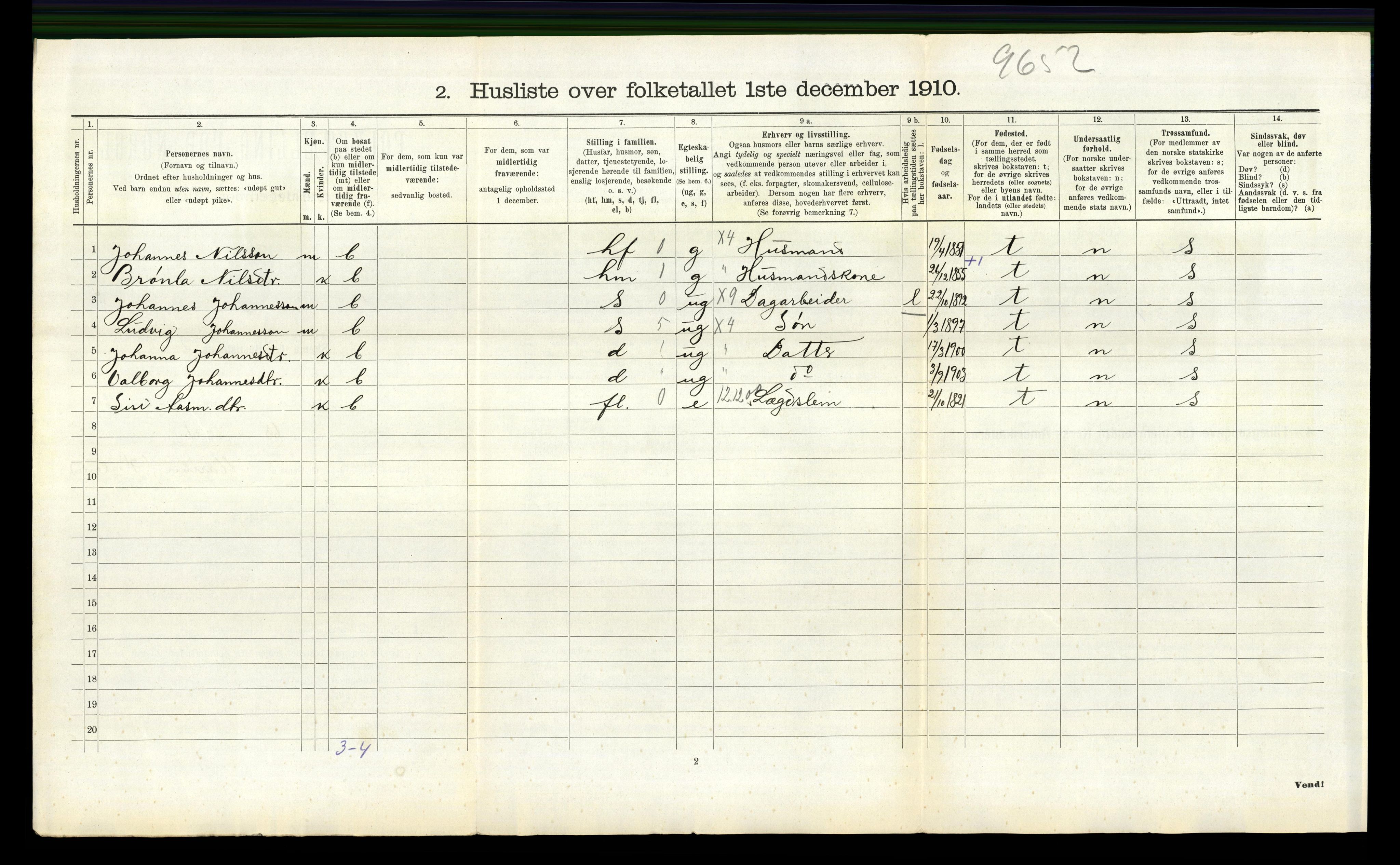 RA, 1910 census for Jelsa, 1910, p. 884