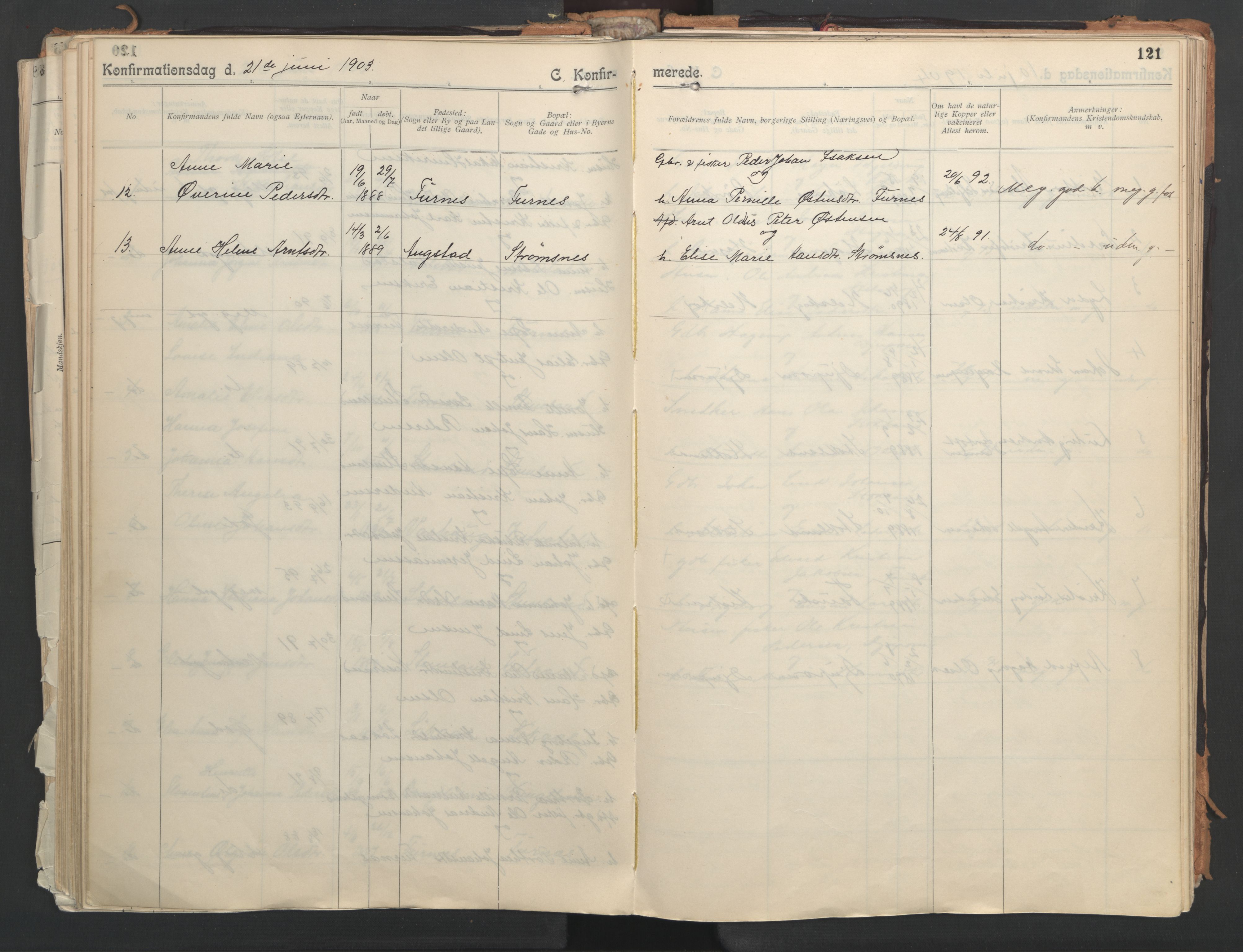 Ministerialprotokoller, klokkerbøker og fødselsregistre - Nordland, AV/SAT-A-1459/851/L0724: Parish register (official) no. 851A01, 1901-1922, p. 121