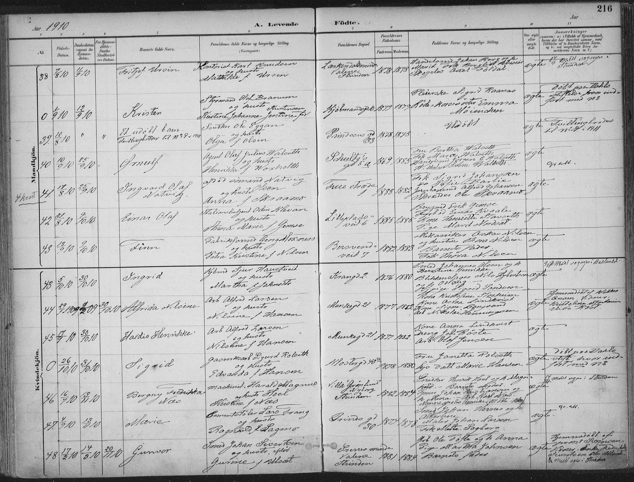 Ministerialprotokoller, klokkerbøker og fødselsregistre - Sør-Trøndelag, SAT/A-1456/601/L0062: Parish register (official) no. 601A30, 1891-1911, p. 216