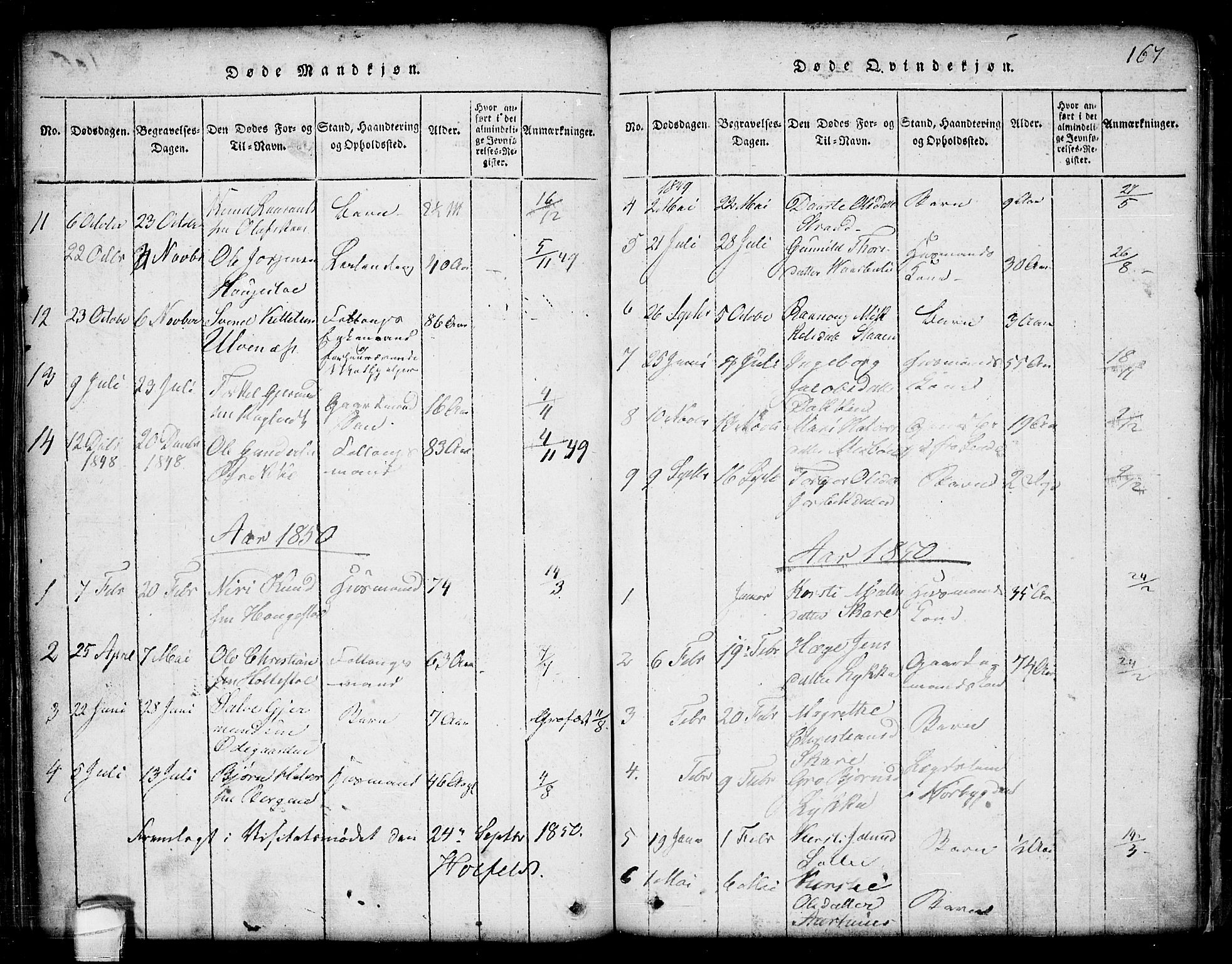 Seljord kirkebøker, SAKO/A-20/G/Ga/L0001: Parish register (copy) no. I 1, 1815-1854, p. 167