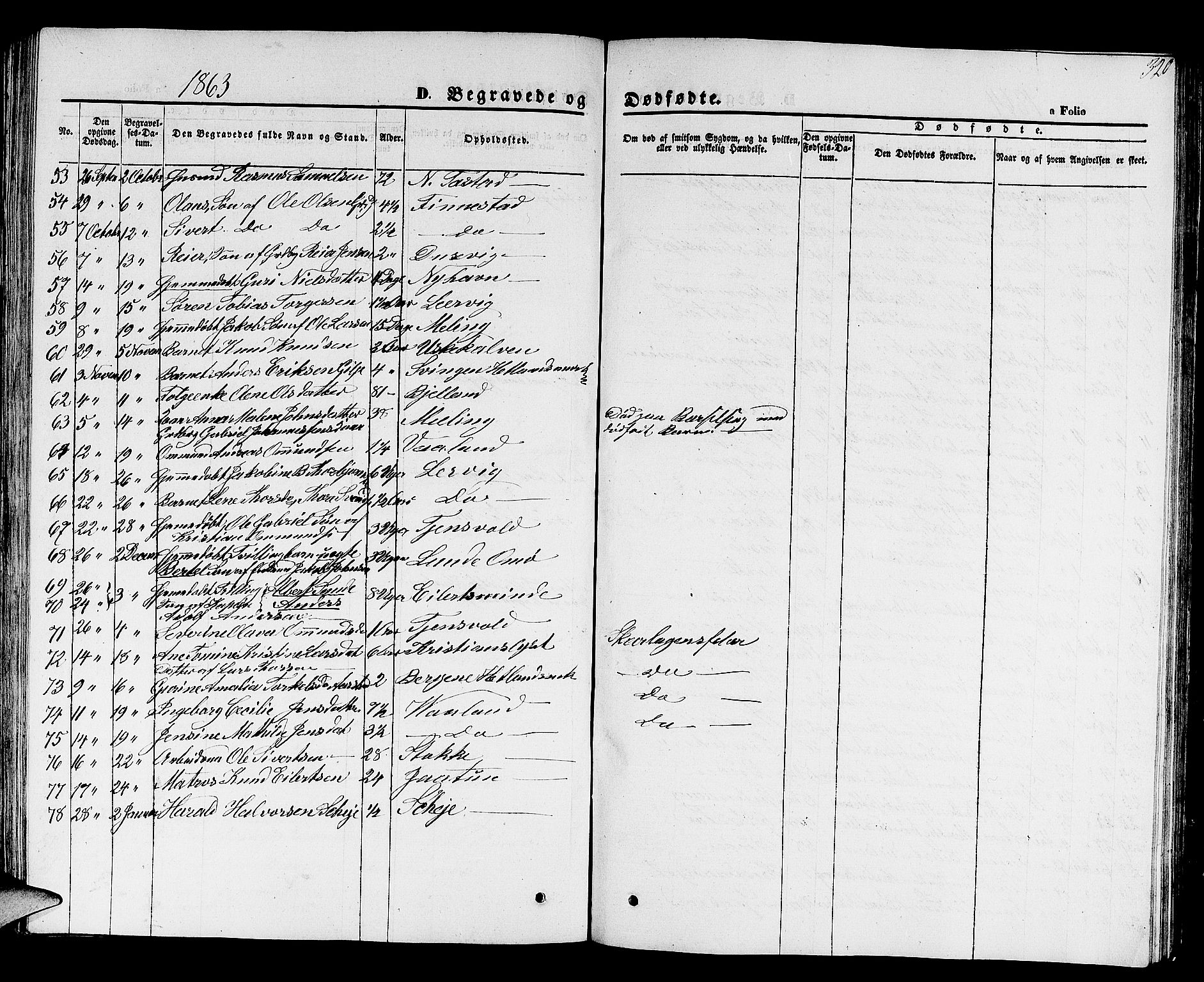 Hetland sokneprestkontor, SAST/A-101826/30/30BB/L0001: Parish register (copy) no. B 1, 1850-1868, p. 320