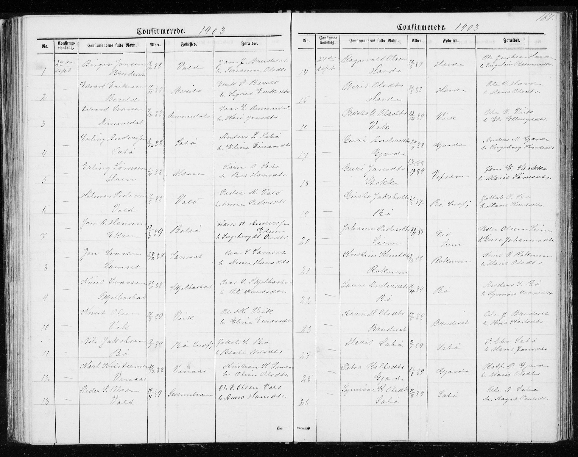 Ministerialprotokoller, klokkerbøker og fødselsregistre - Møre og Romsdal, SAT/A-1454/543/L0564: Parish register (copy) no. 543C02, 1867-1915, p. 167
