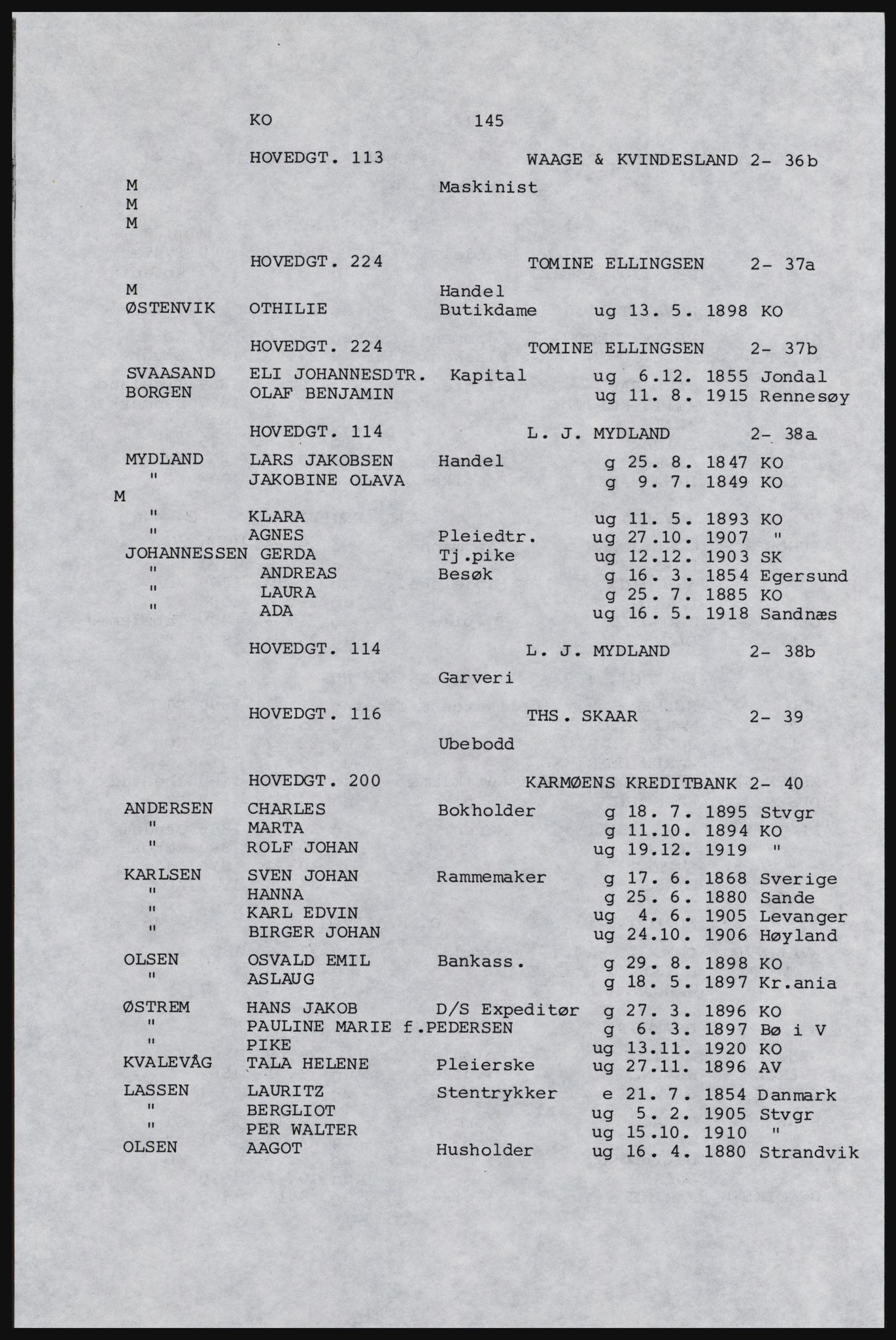 SAST, Copy of 1920 census for Karmøy, 1920, p. 161