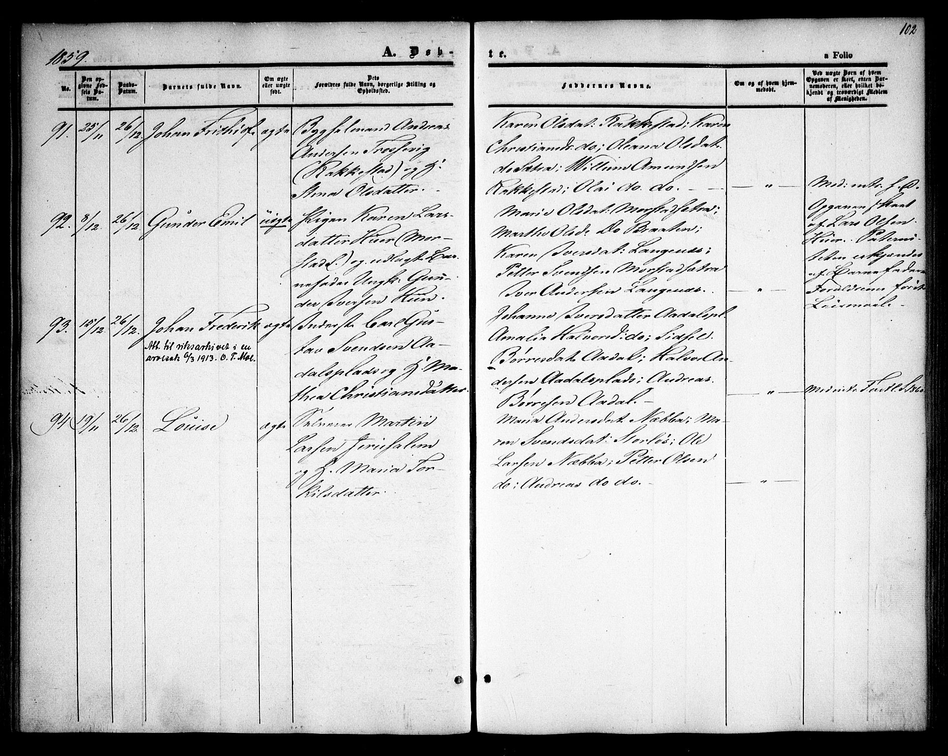 Rødenes prestekontor Kirkebøker, AV/SAO-A-2005/F/Fa/L0006: Parish register (official) no. I 6, 1850-1859, p. 102