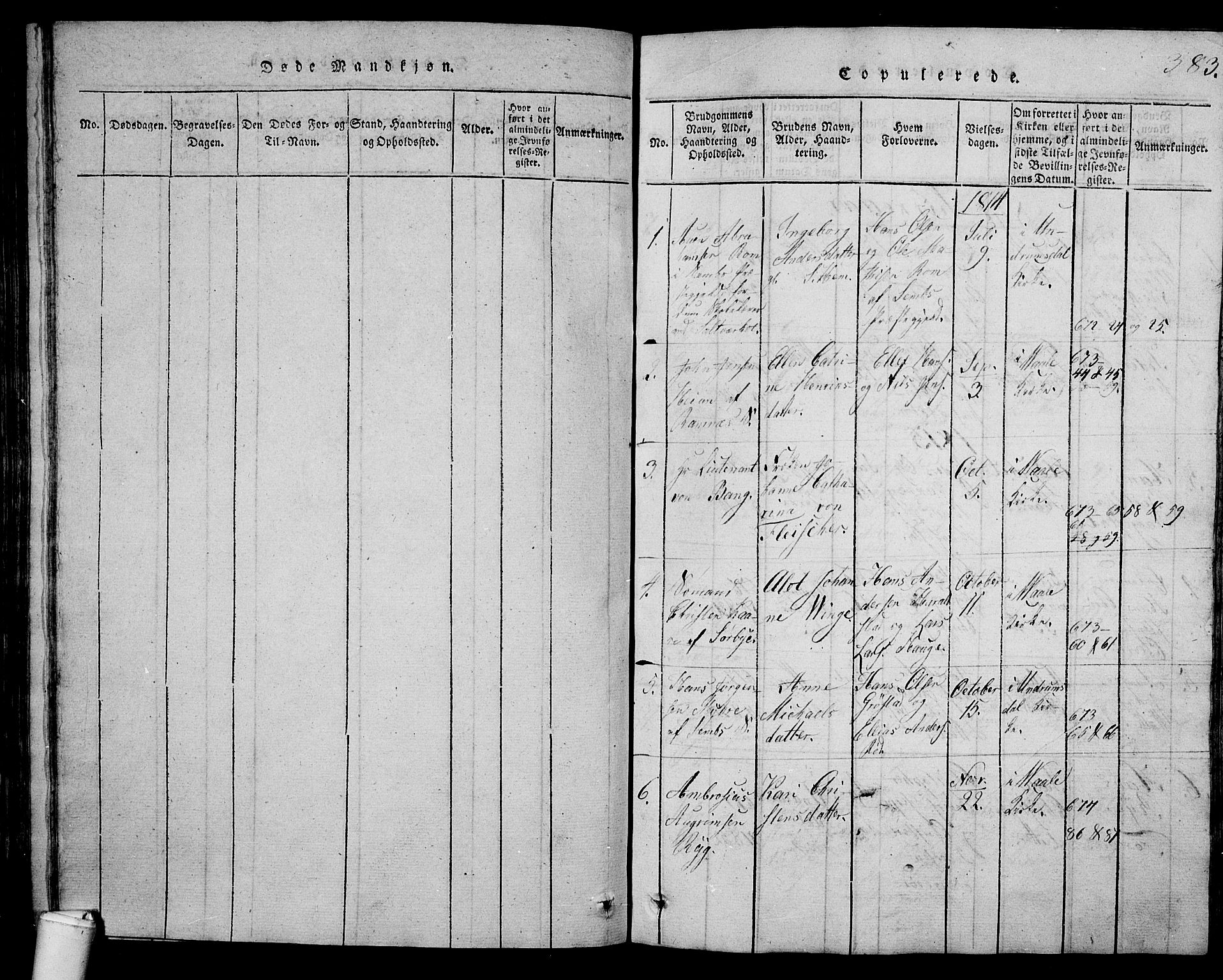 Våle kirkebøker, SAKO/A-334/G/Ga/L0001: Parish register (copy) no. I 1, 1814-1824, p. 382-383