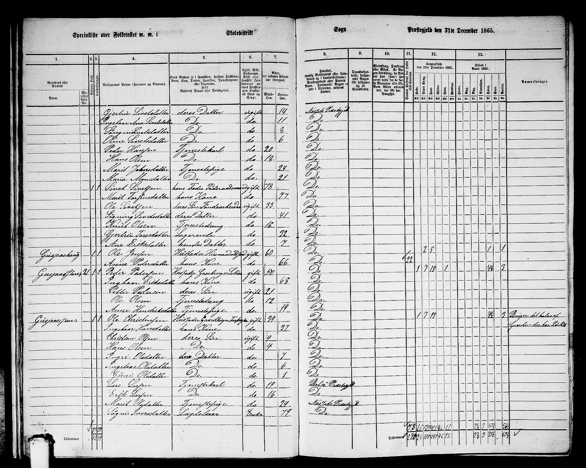 RA, 1865 census for Nesset, 1865, p. 18