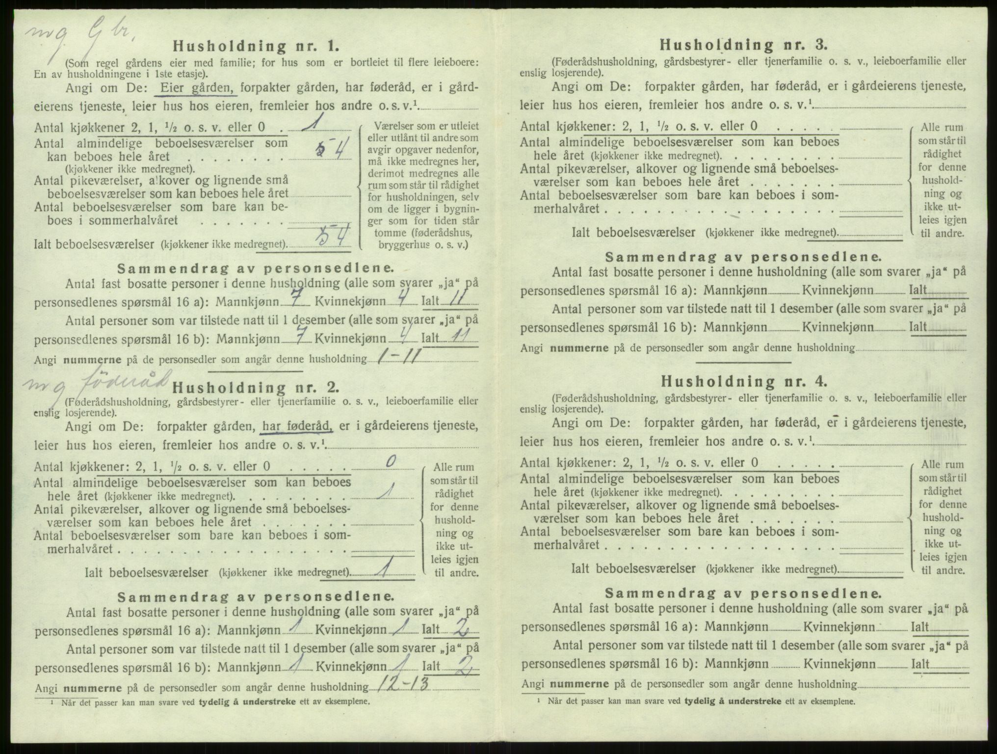 SAB, 1920 census for Hamre, 1920, p. 733