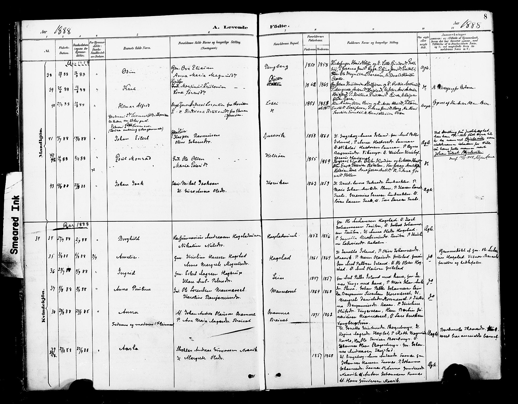 Ministerialprotokoller, klokkerbøker og fødselsregistre - Nord-Trøndelag, SAT/A-1458/713/L0121: Parish register (official) no. 713A10, 1888-1898, p. 8