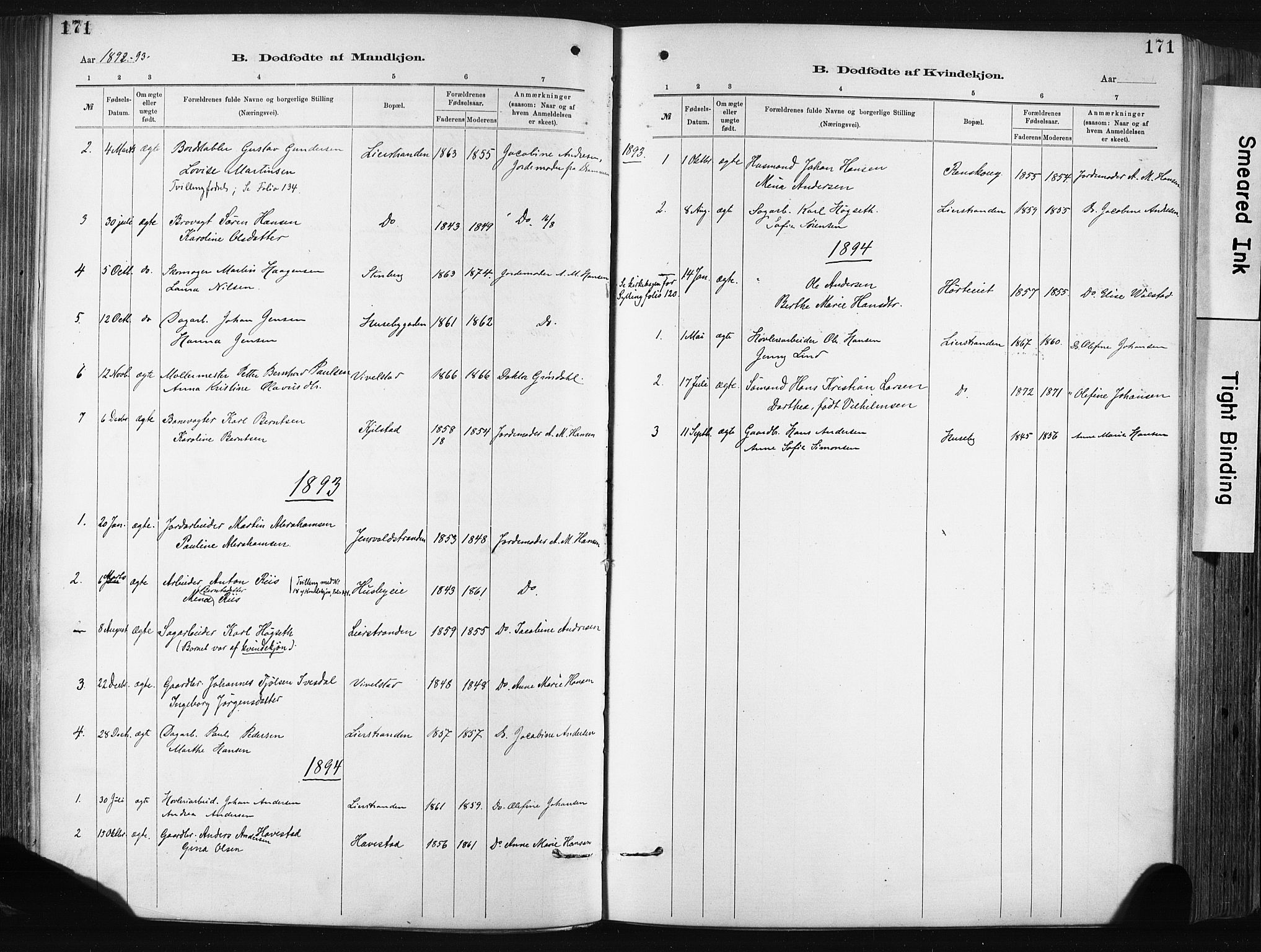 Lier kirkebøker, SAKO/A-230/F/Fa/L0015: Parish register (official) no. I 15, 1883-1894, p. 171