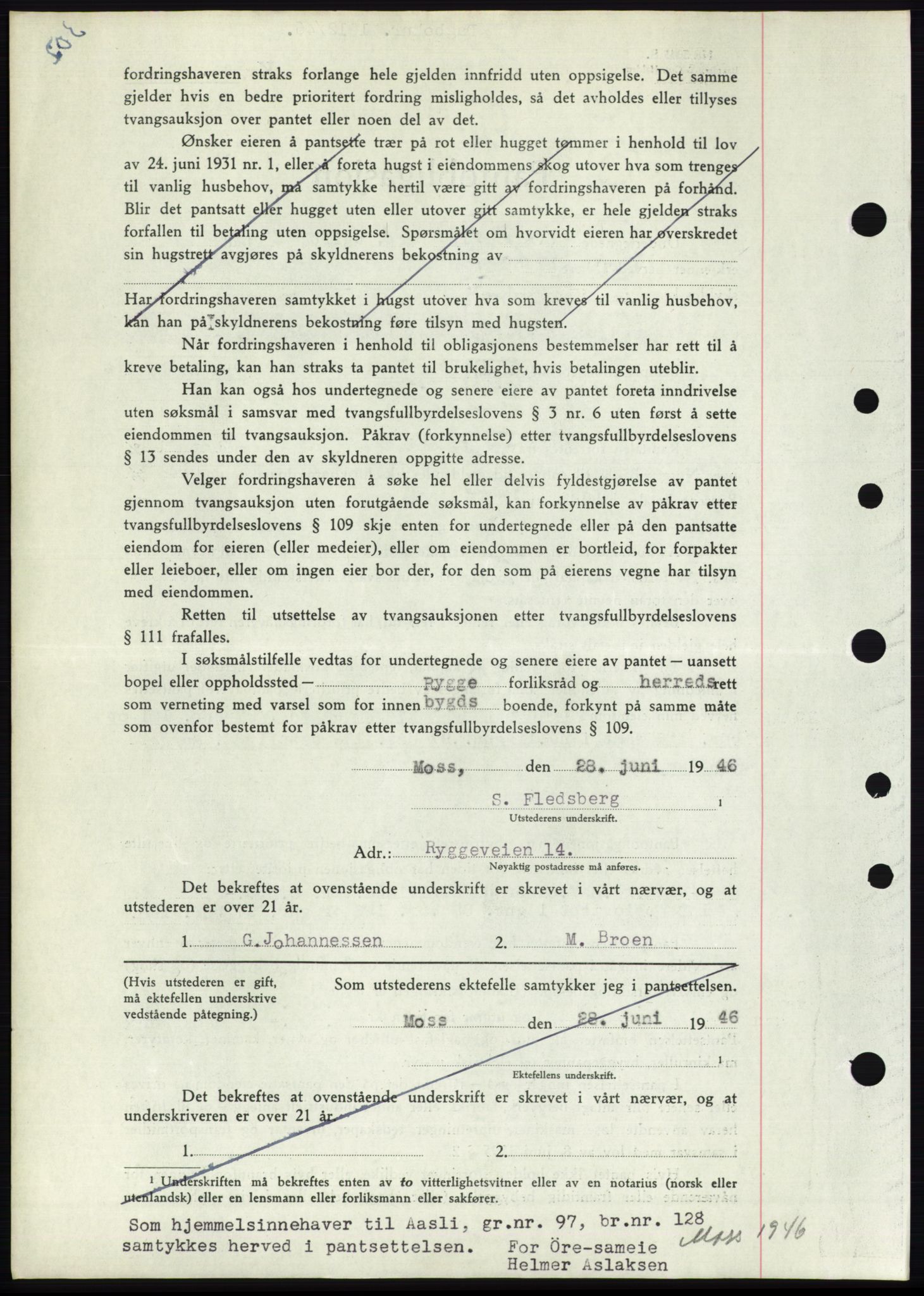 Moss sorenskriveri, SAO/A-10168: Mortgage book no. B15, 1946-1946, Diary no: : 1912/1946