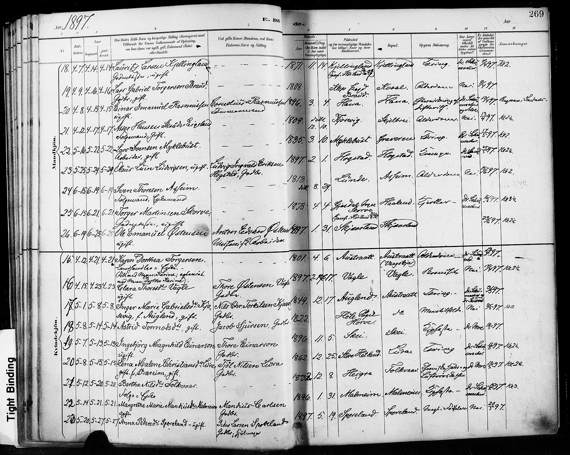 Høyland sokneprestkontor, AV/SAST-A-101799/001/30BA/L0013: Parish register (official) no. A 13.2, 1889-1898, p. 269