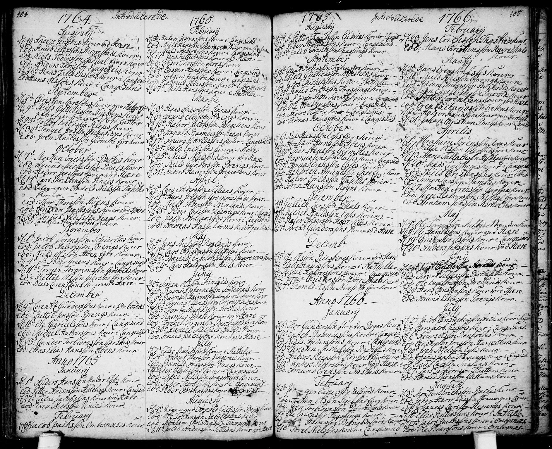 Bamble kirkebøker, SAKO/A-253/F/Fa/L0001: Parish register (official) no. I 1, 1702-1774, p. 404-405