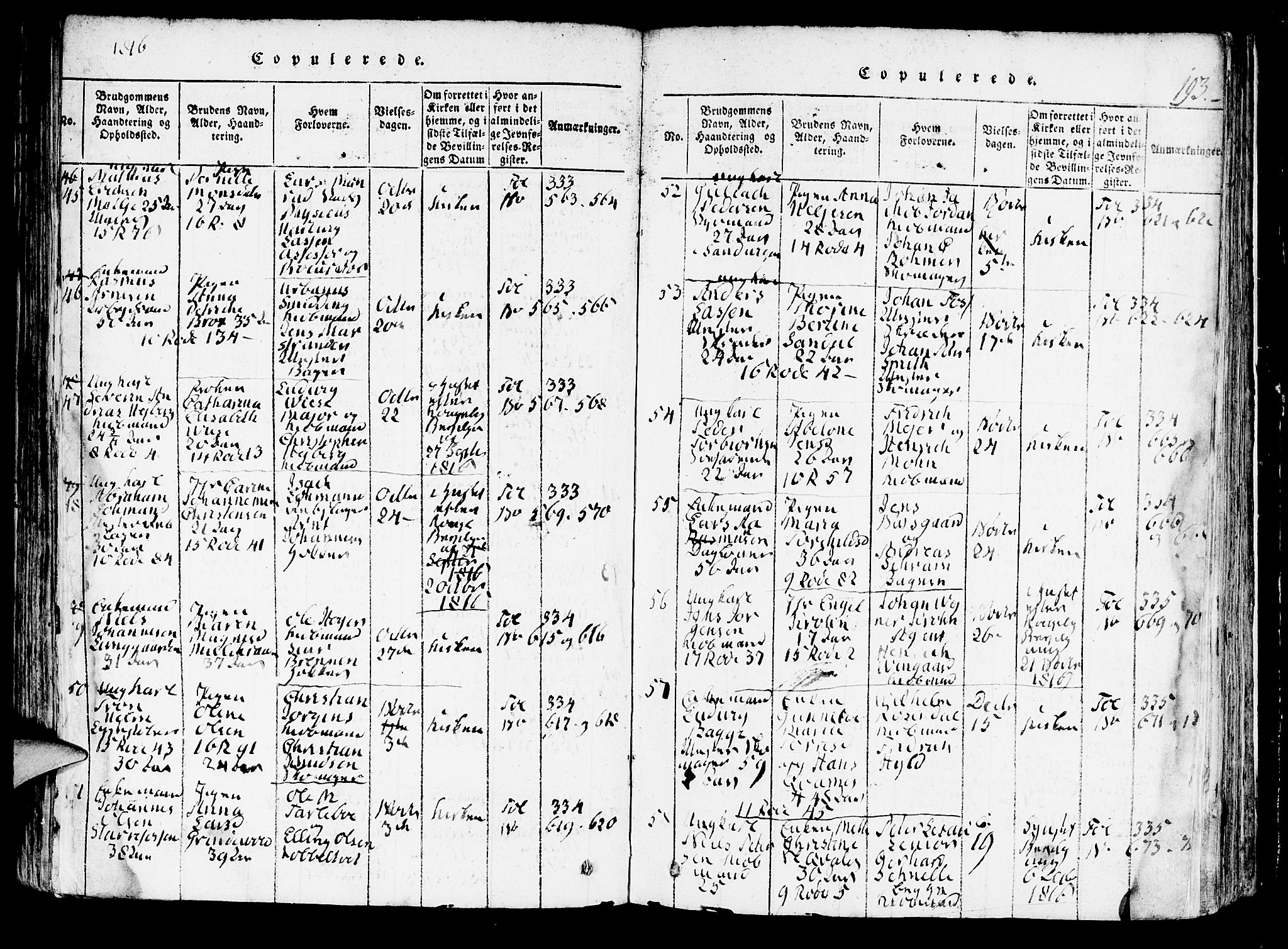 Domkirken sokneprestembete, SAB/A-74801/H/Hab/L0001: Parish register (copy) no. A 1, 1816-1821, p. 193