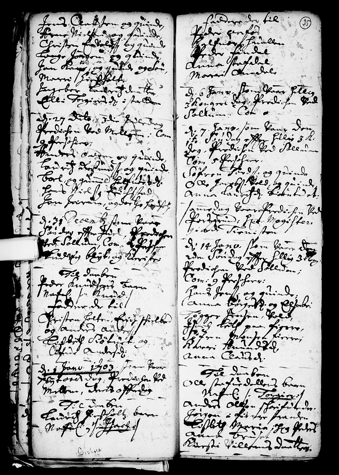 Solum kirkebøker, SAKO/A-306/F/Fa/L0001: Parish register (official) no. I 1, 1701-1716, p. 35