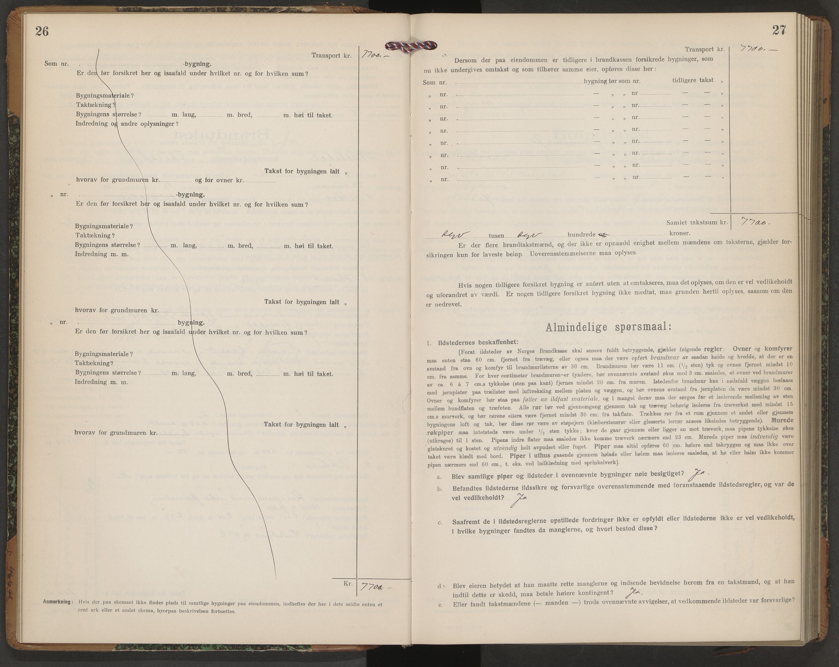Norges brannkasse, branntakster Nittedal, AV/SAO-A-11394/F/Fb/L0001: Branntakstprotokoll, 1917-1930