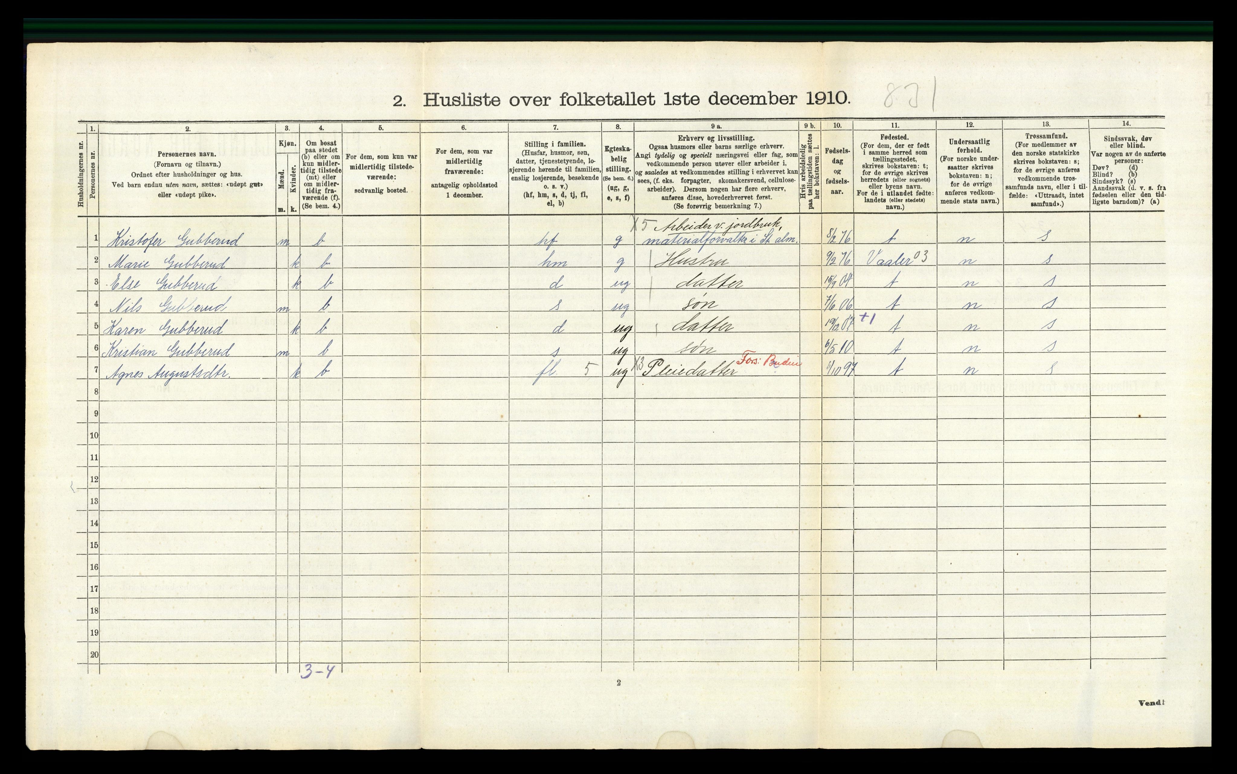 RA, 1910 census for Stange, 1910, p. 349