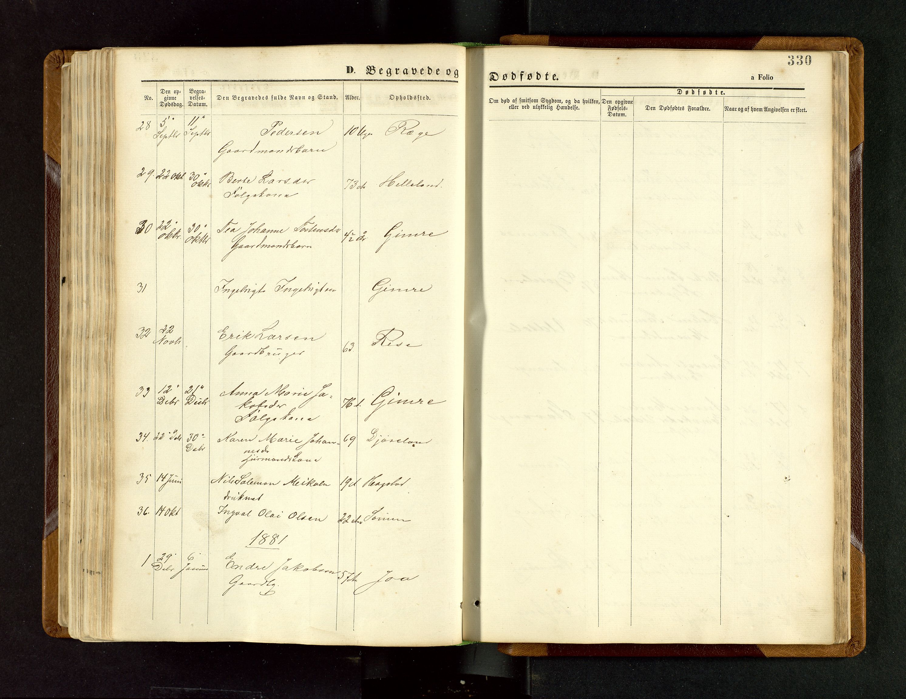Håland sokneprestkontor, SAST/A-101802/001/30BB/L0003: Parish register (copy) no. B 3, 1873-1893, p. 330