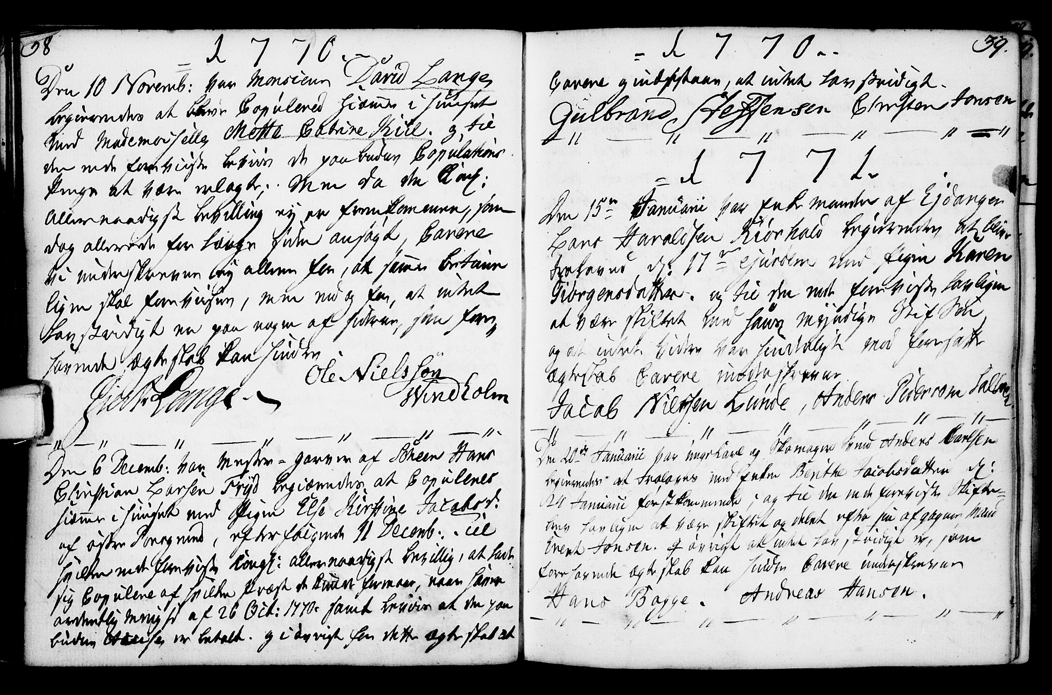 Porsgrunn kirkebøker , AV/SAKO-A-104/F/Fa/L0003: Parish register (official) no. 3, 1764-1814, p. 38-39