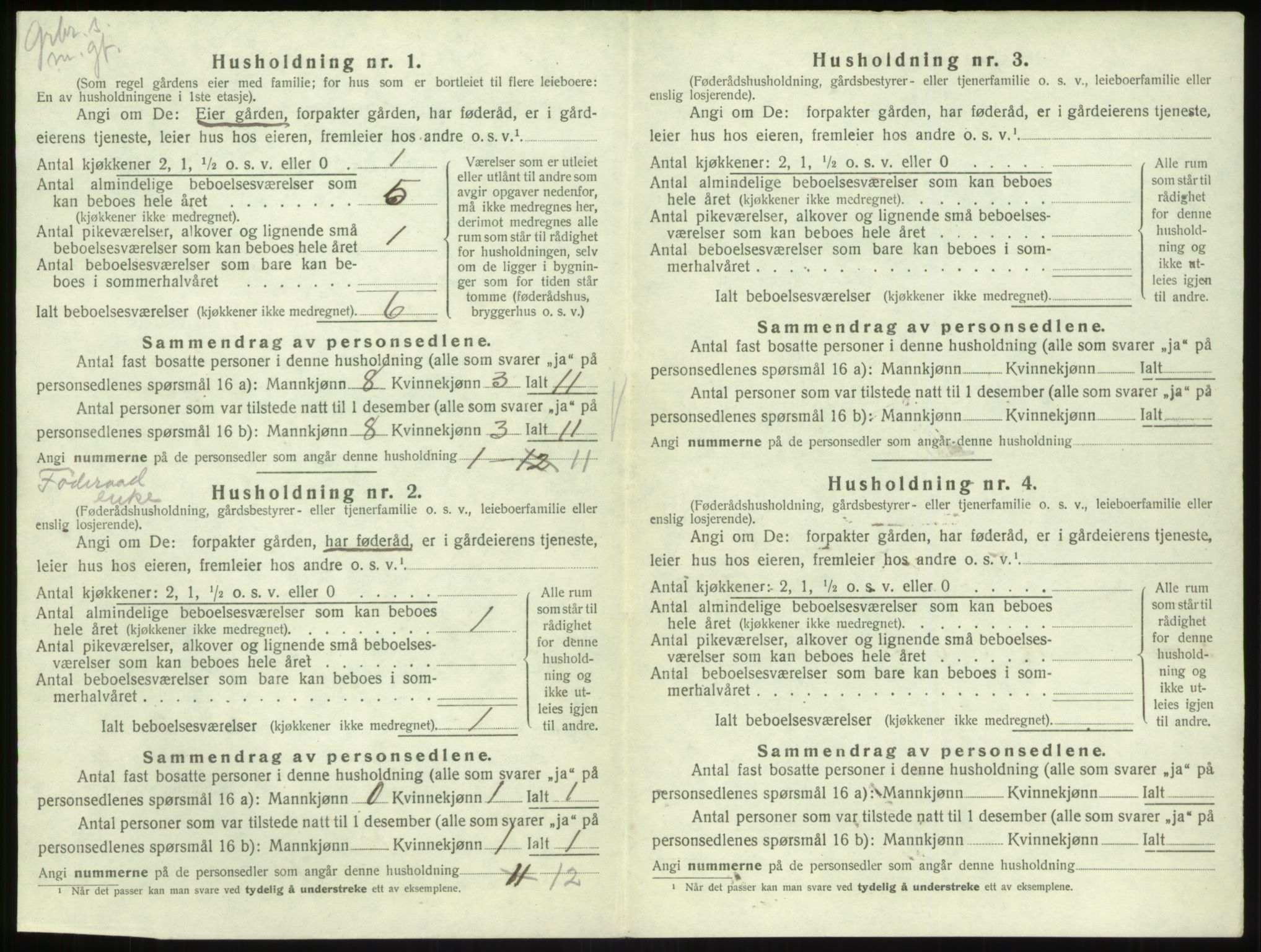 SAB, 1920 census for Lavik, 1920, p. 260