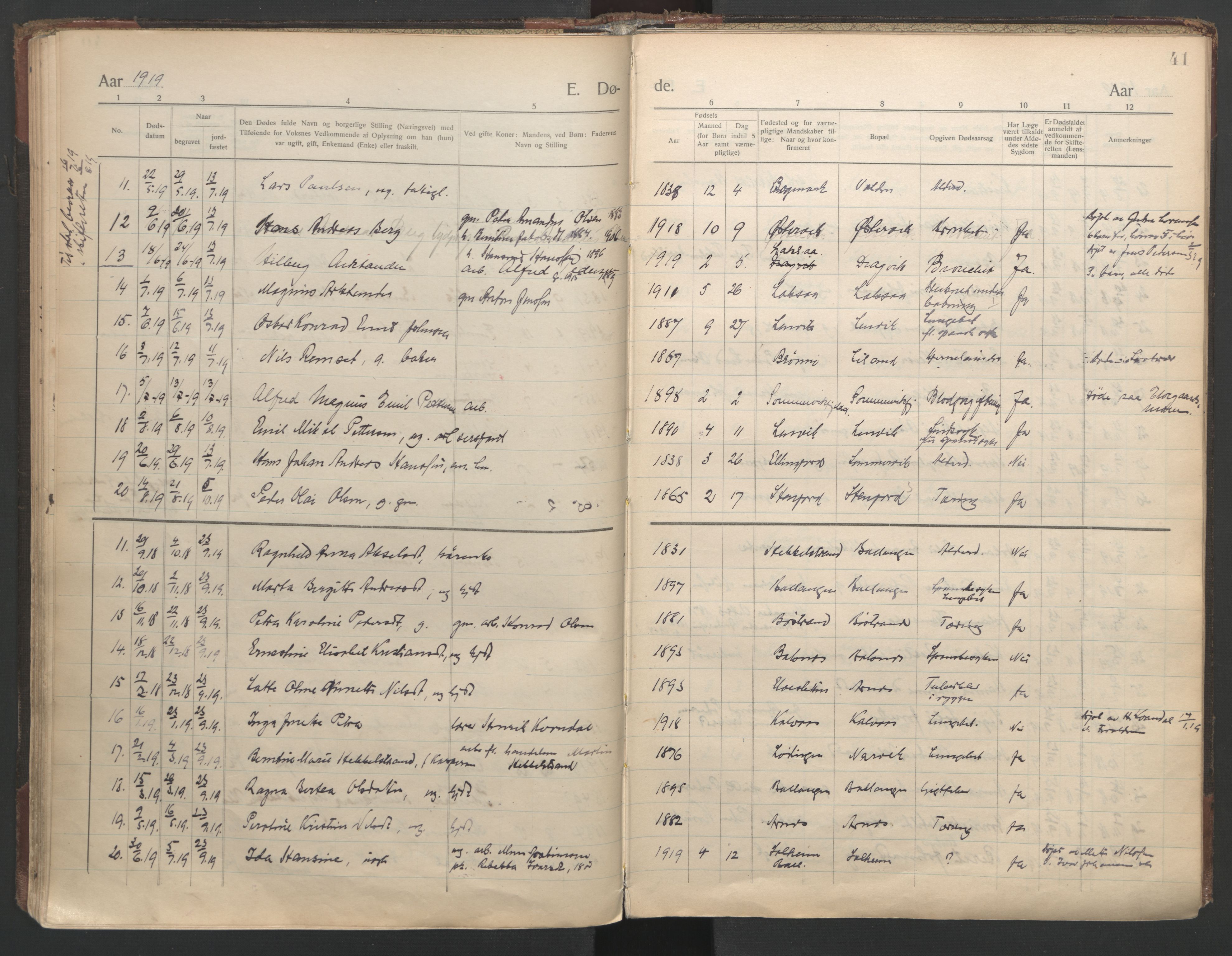 Ministerialprotokoller, klokkerbøker og fødselsregistre - Nordland, AV/SAT-A-1459/863/L0903: Parish register (official) no. 863A15, 1907-1937, p. 41