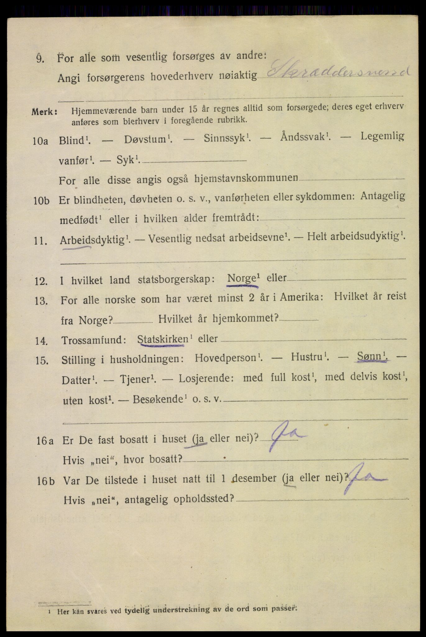 SAH, 1920 census for Lillehammer, 1920, p. 9403