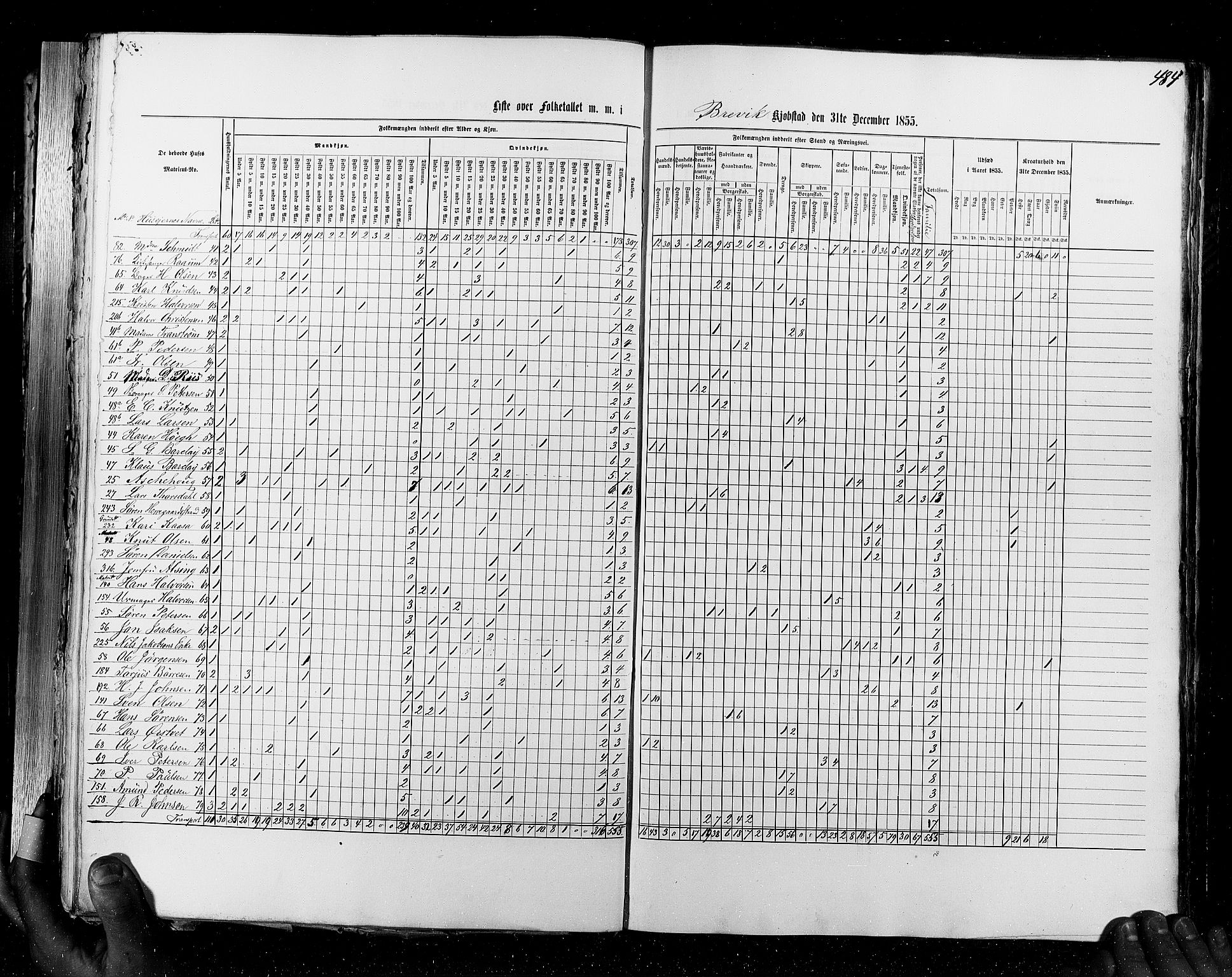 RA, Census 1855, vol. 7: Fredrikshald-Kragerø, 1855, p. 484