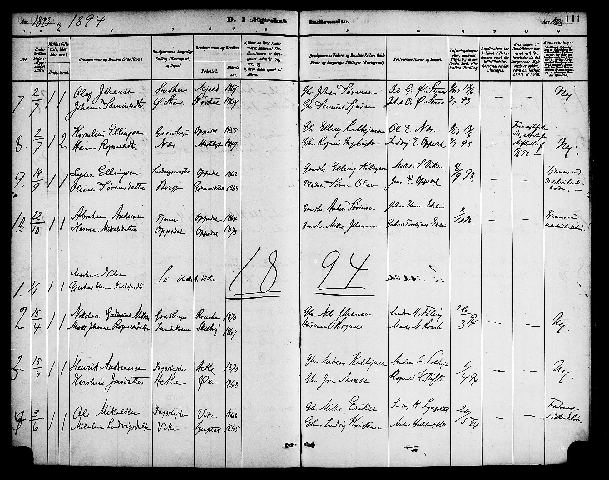 Gaular sokneprestembete, AV/SAB-A-80001/H/Haa: Parish register (official) no. D 1, 1882-1899, p. 111