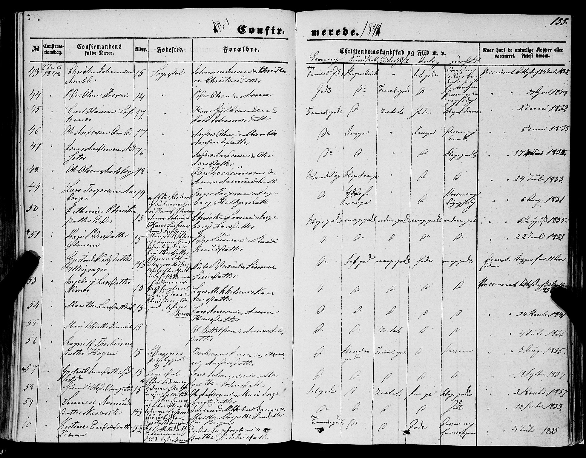 Sogndal sokneprestembete, AV/SAB-A-81301/H/Haa/Haaa/L0012I: Parish register (official) no. A 12I, 1847-1859, p. 155