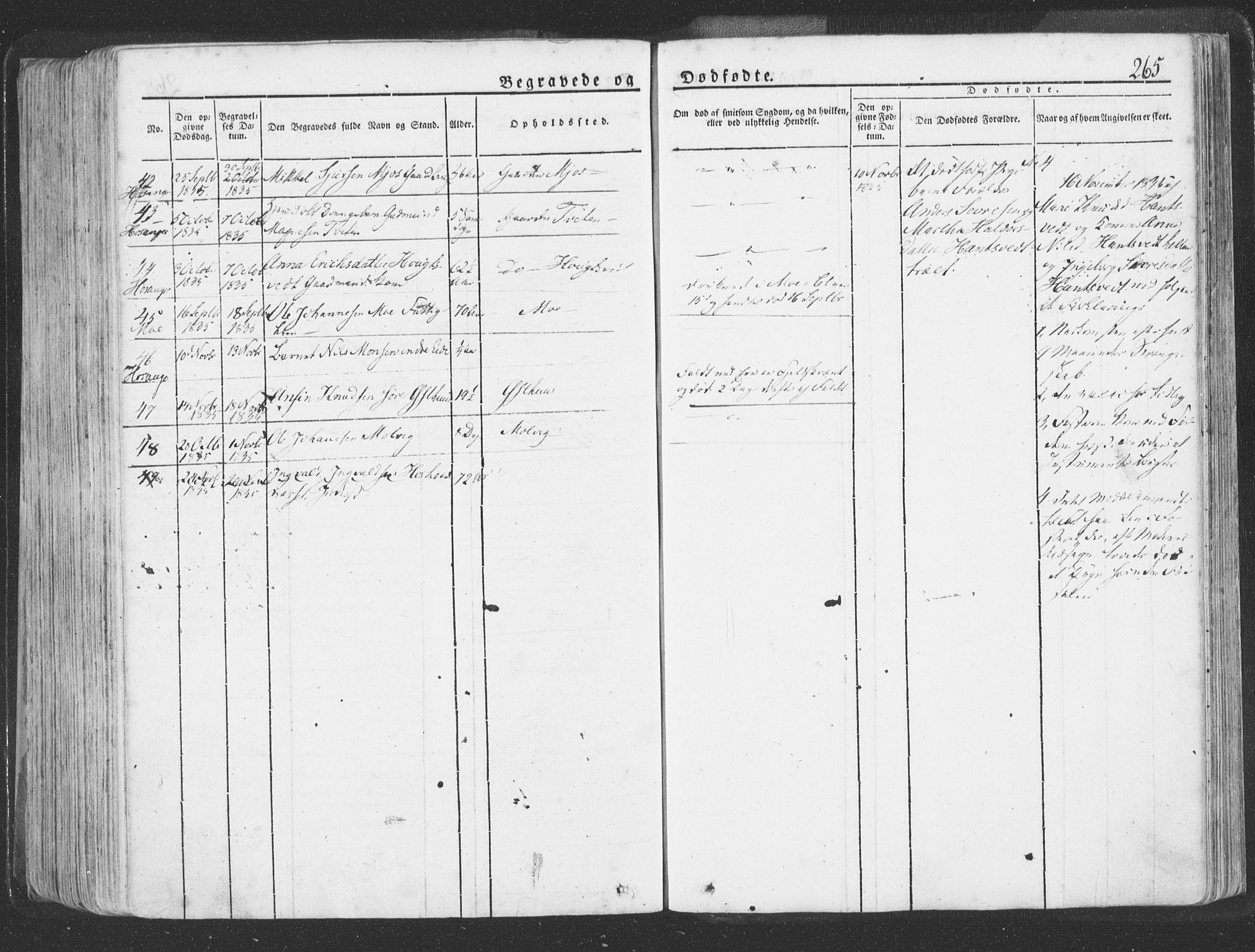 Hosanger sokneprestembete, SAB/A-75801/H/Haa: Parish register (official) no. A 6, 1824-1835, p. 265