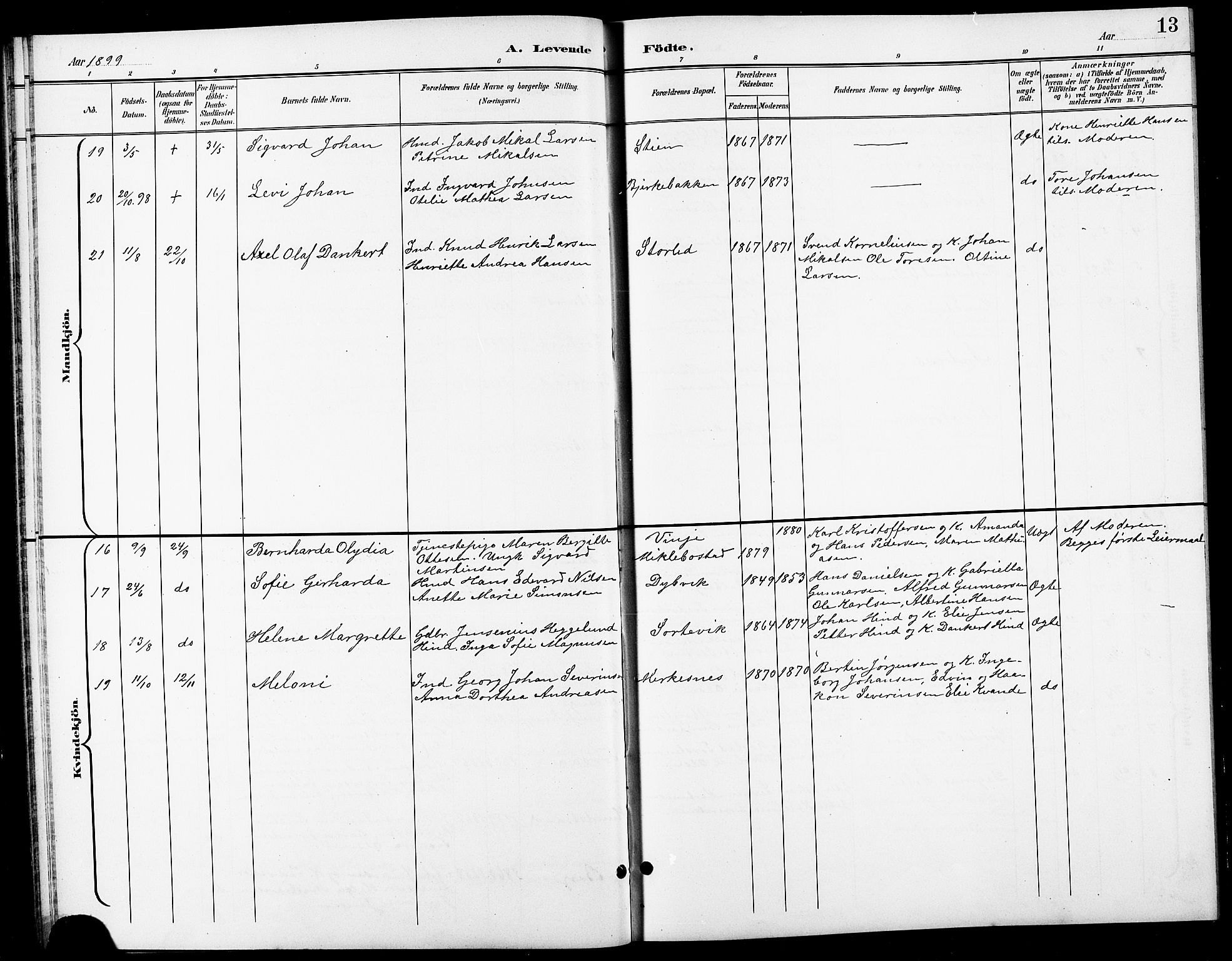 Tranøy sokneprestkontor, AV/SATØ-S-1313/I/Ia/Iab/L0014klokker: Parish register (copy) no. 14, 1896-1918, p. 13