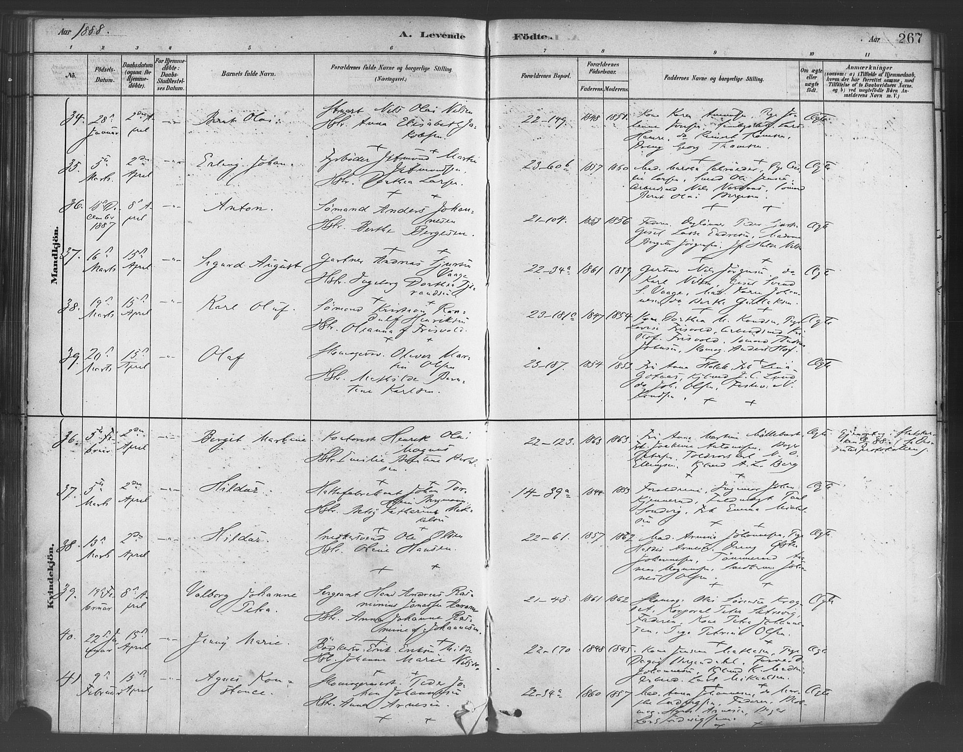 Korskirken sokneprestembete, SAB/A-76101/H/Haa/L0021: Parish register (official) no. B 7, 1878-1889, p. 267