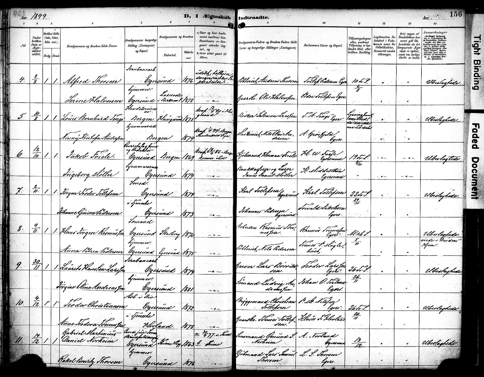 Eigersund sokneprestkontor, SAST/A-101807/S08/L0019: Parish register (official) no. A 18, 1892-1905, p. 156