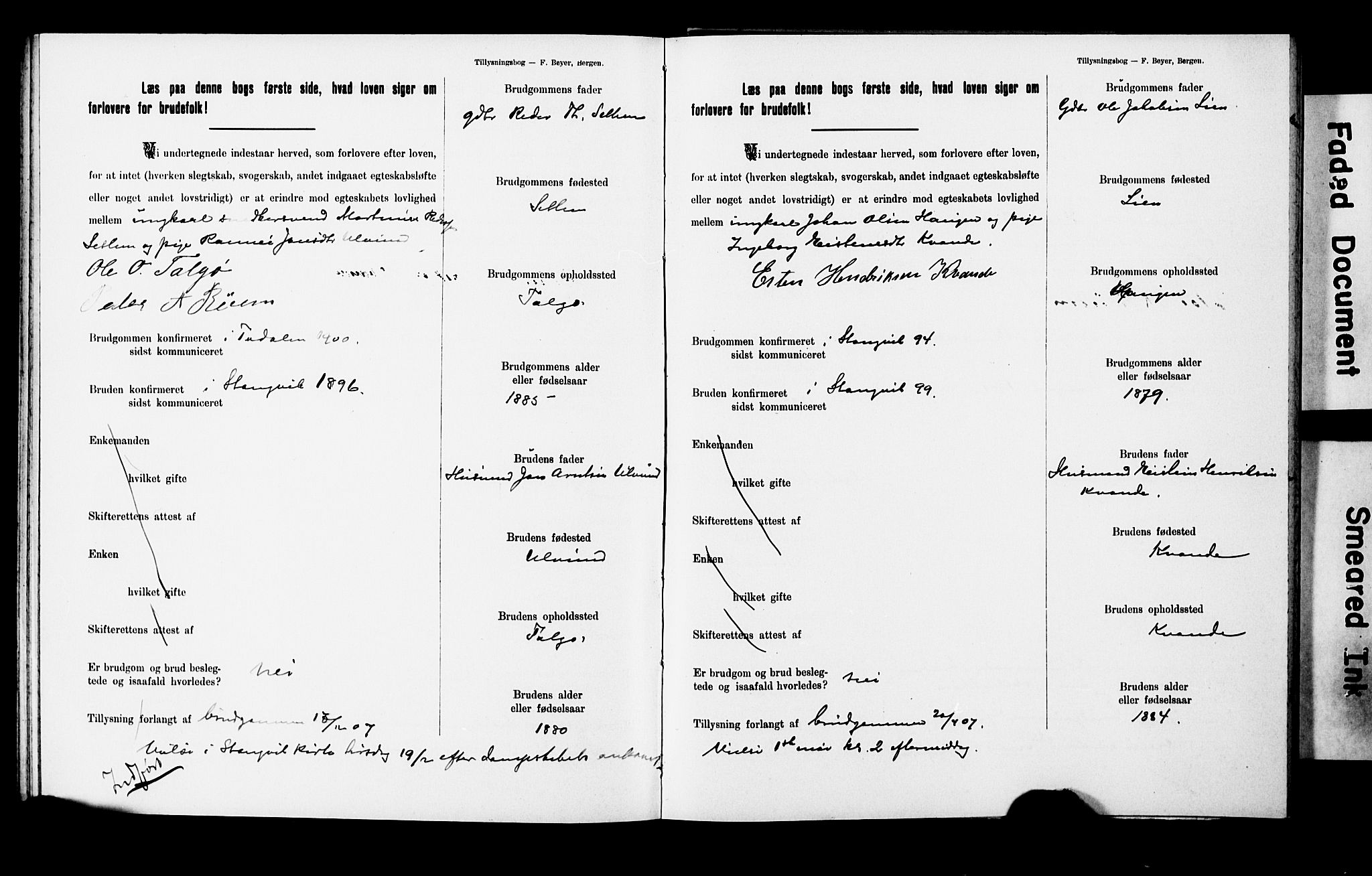 Ministerialprotokoller, klokkerbøker og fødselsregistre - Møre og Romsdal, AV/SAT-A-1454/592/L1028: Banns register no. 592A06, 1903-1909