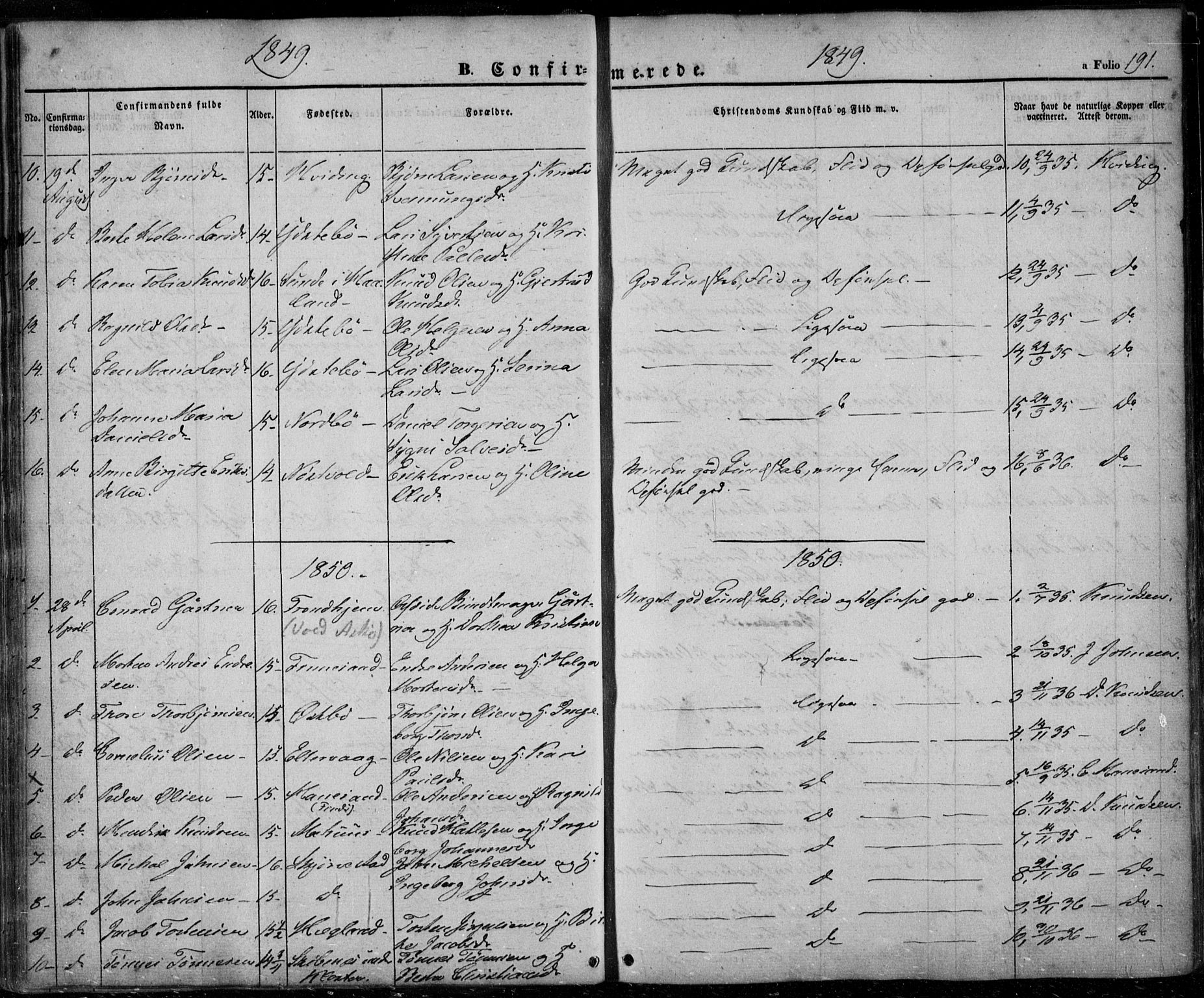 Rennesøy sokneprestkontor, SAST/A -101827/H/Ha/Haa/L0005: Parish register (official) no. A 5, 1838-1859, p. 191